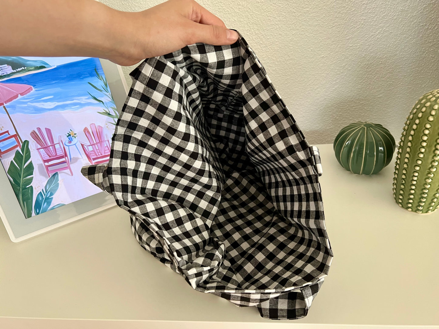 Tote Bag Gingham Black