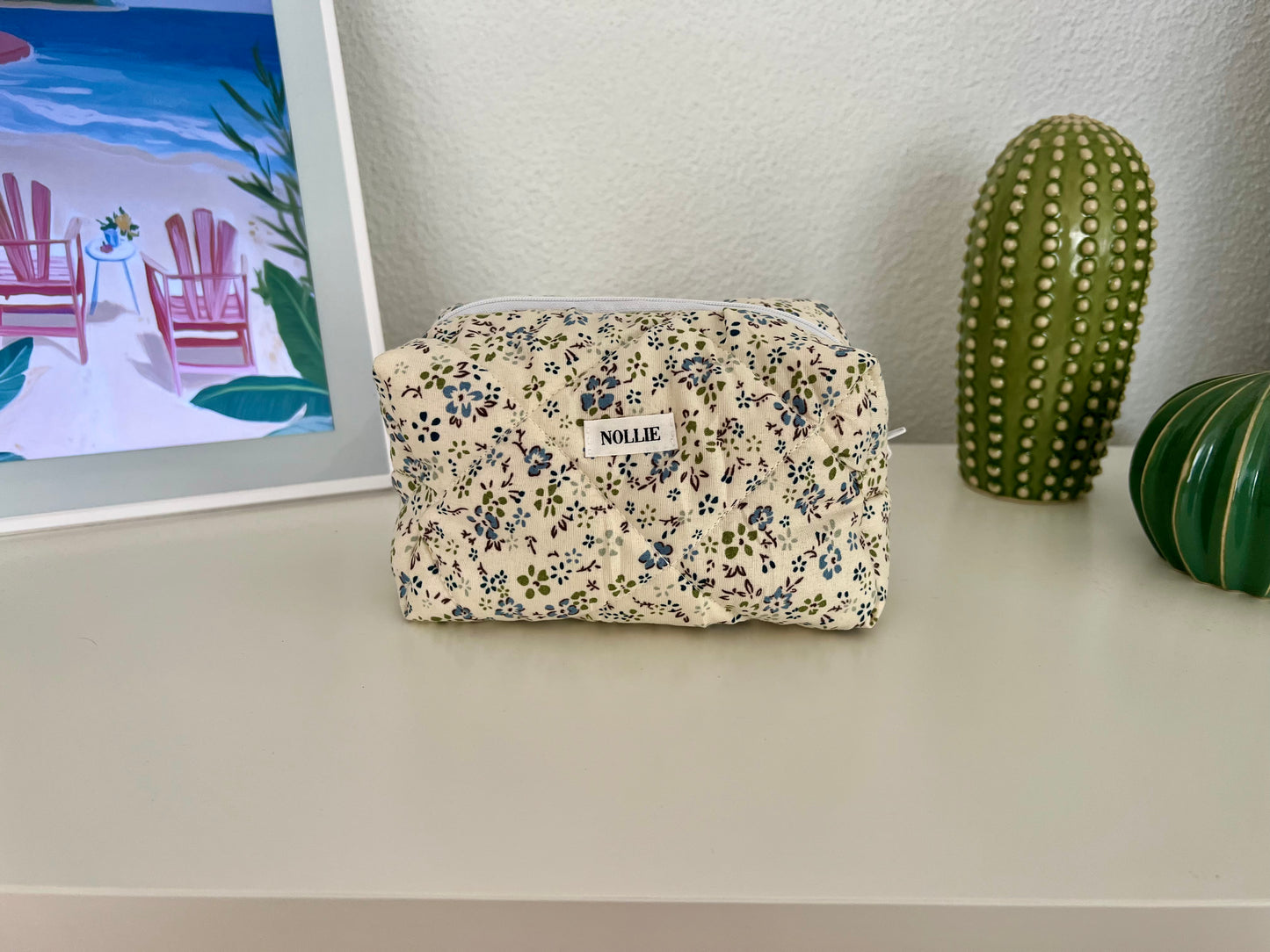 Blue Flower Makeup Bag