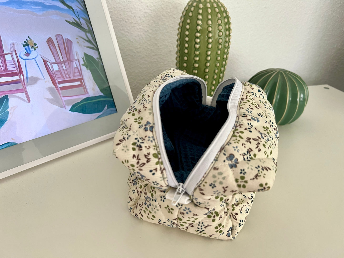 Blue Flower Makeup Bag