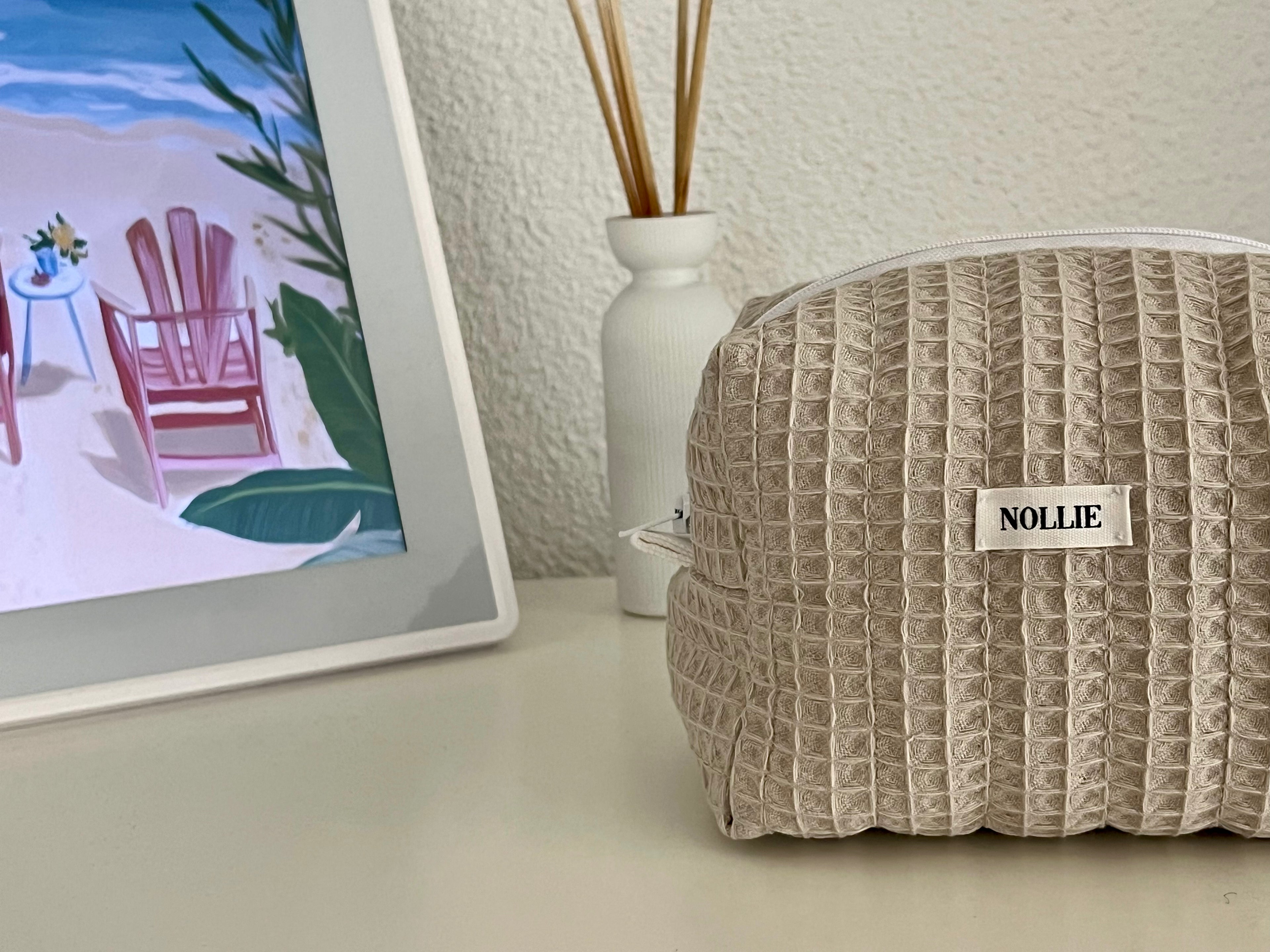 Beige Waffle Makeup Bag