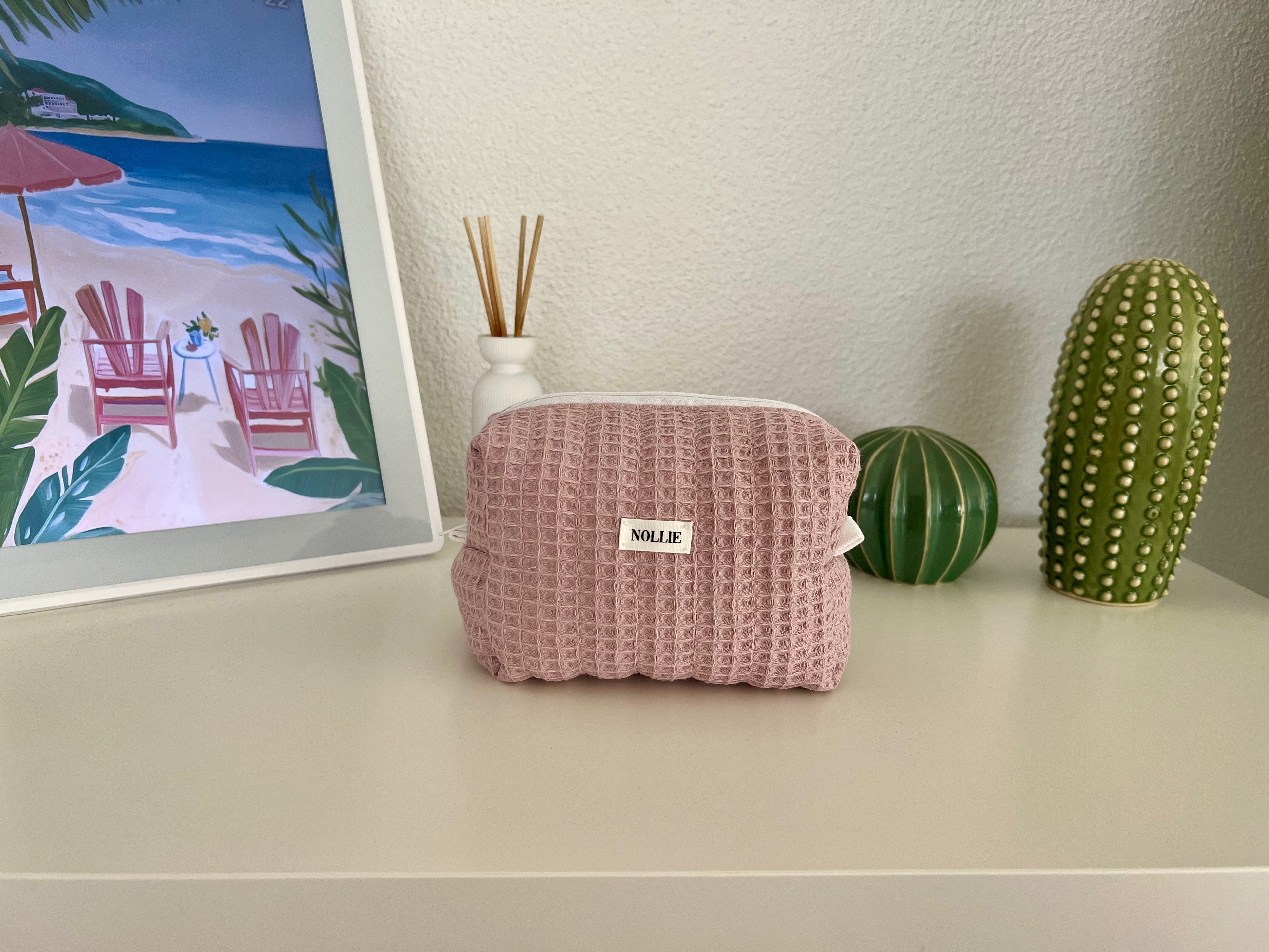 Rose Waffle Makeup Bag