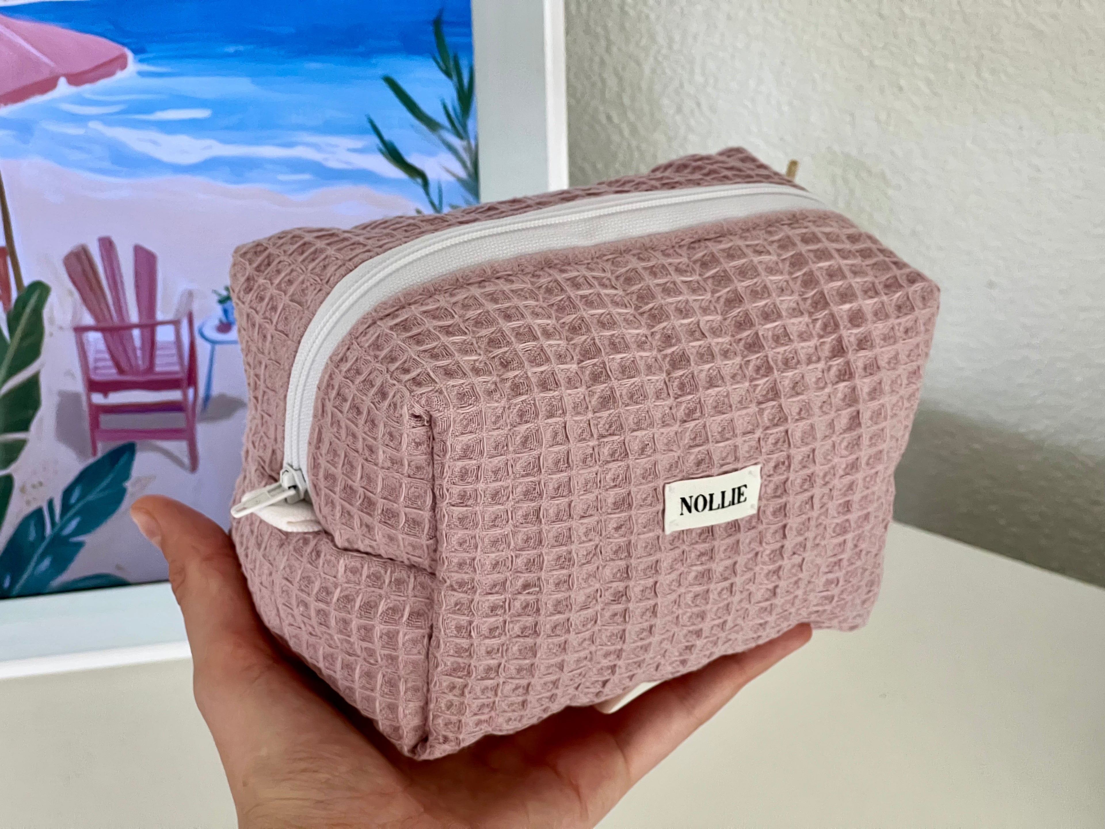 Rose Waffle Makeup Bag