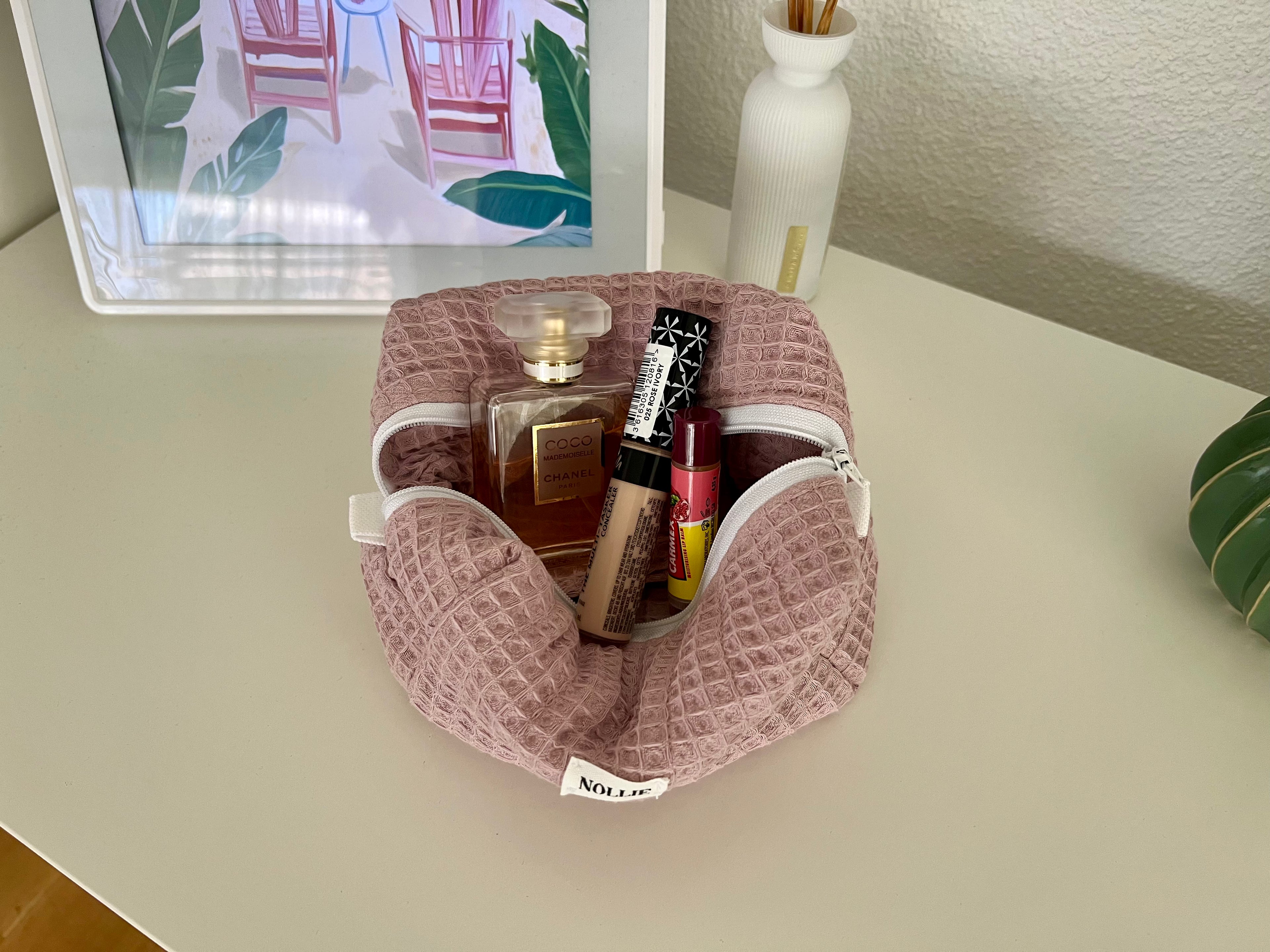 Rose Waffle Makeup Bag