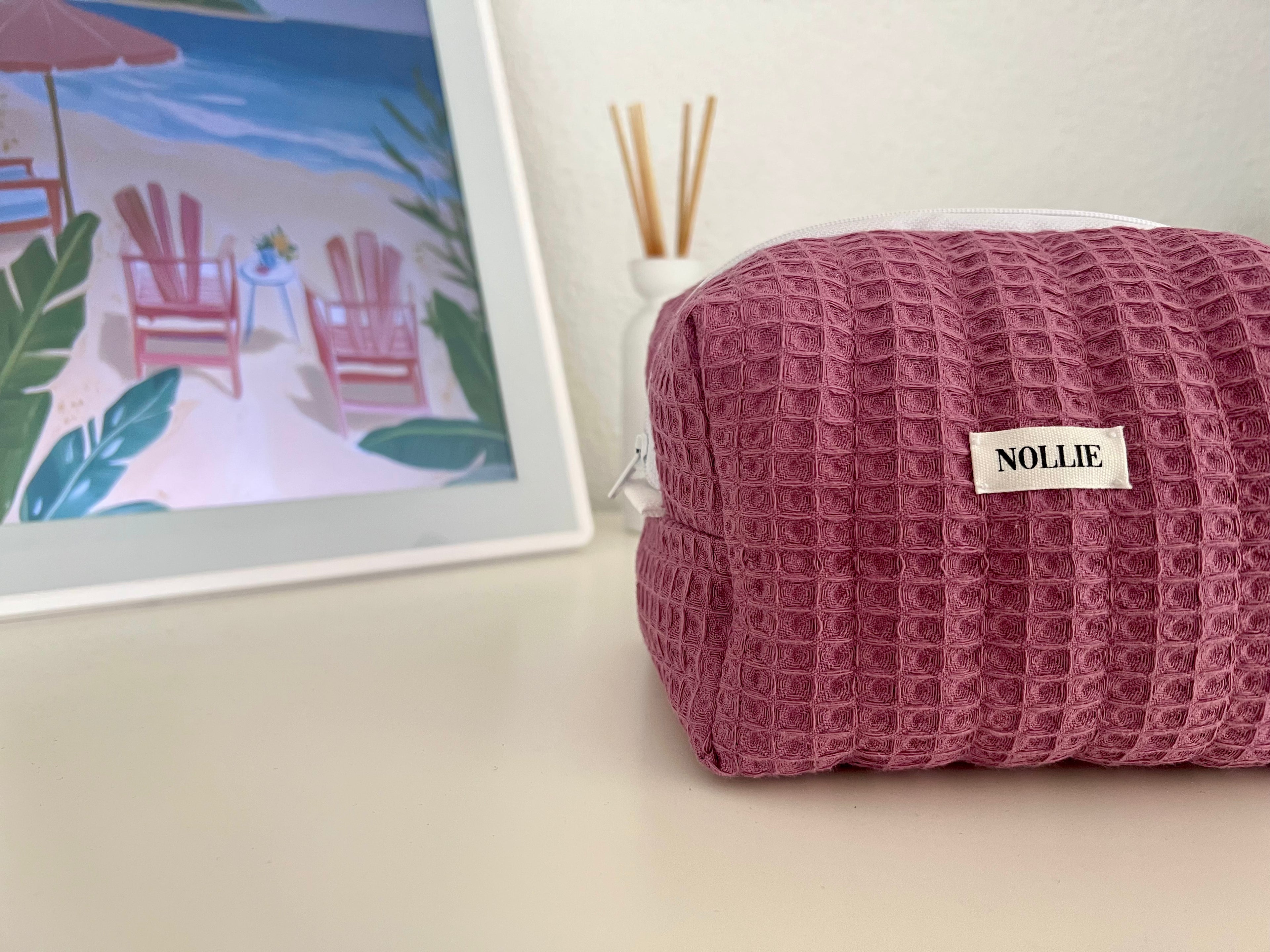 Violet Waffle Makeup Bag