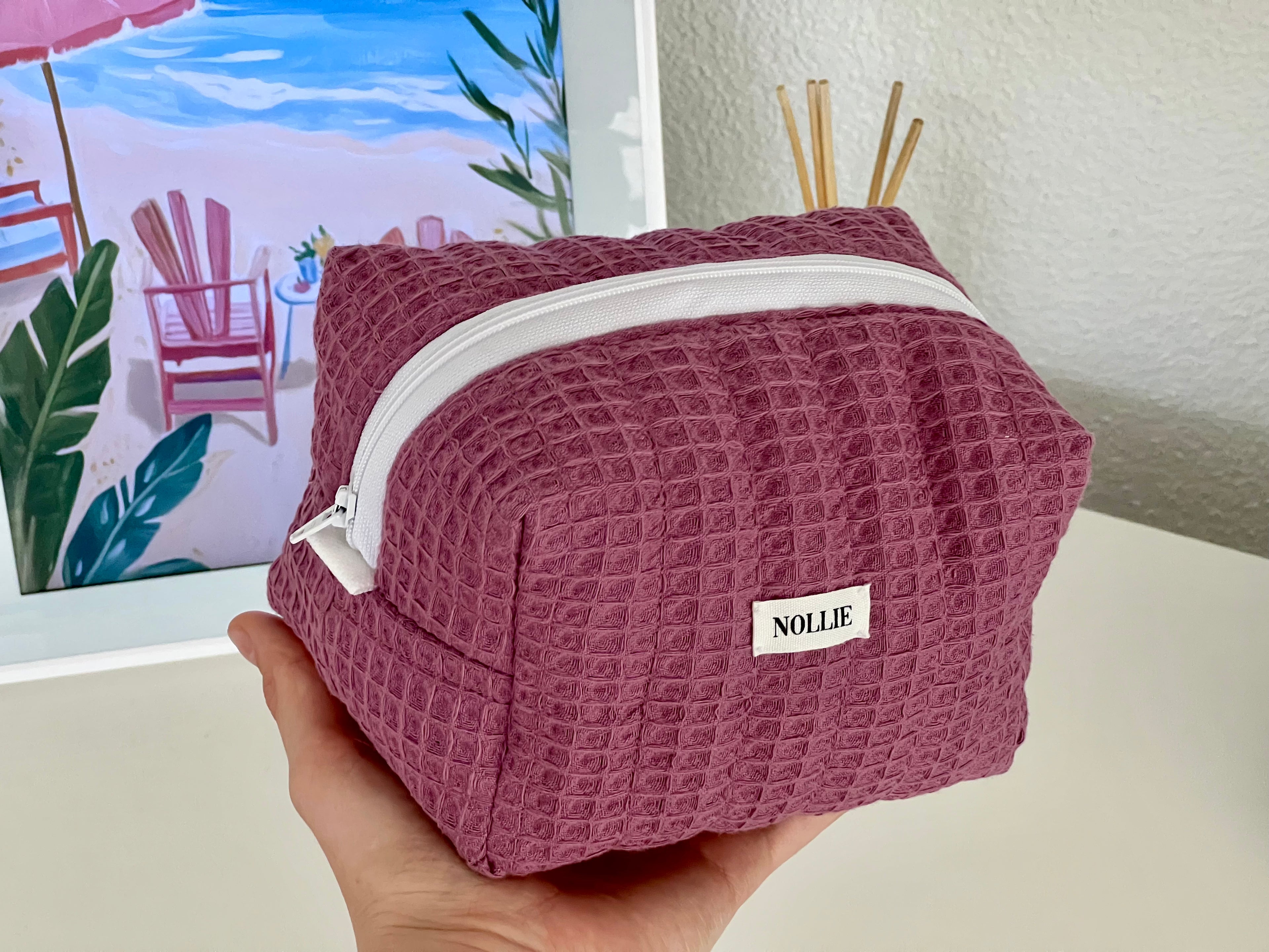 Violet Waffle Makeup Bag