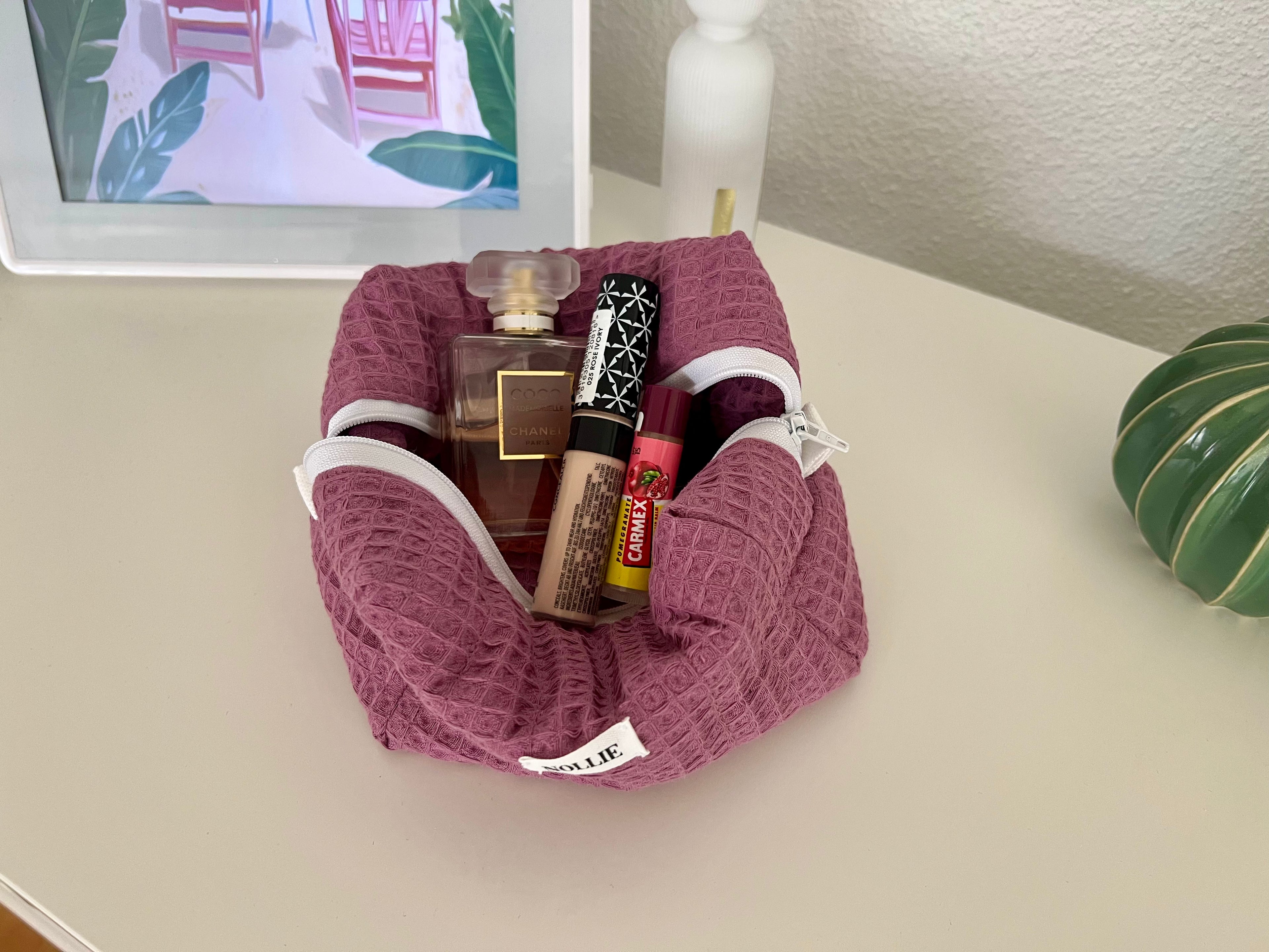 Violet Waffle Makeup Bag