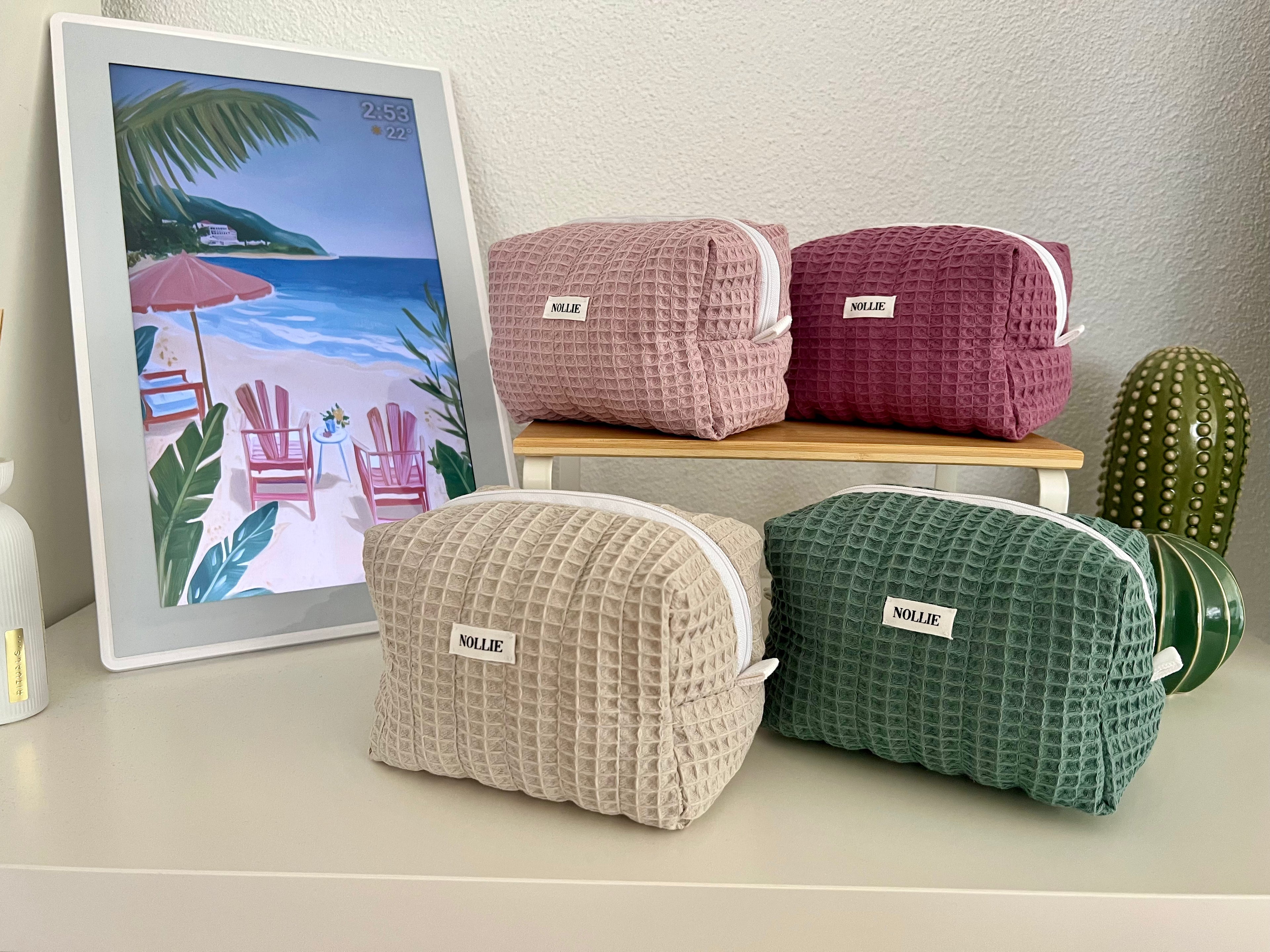 Rose Waffle Makeup Bag