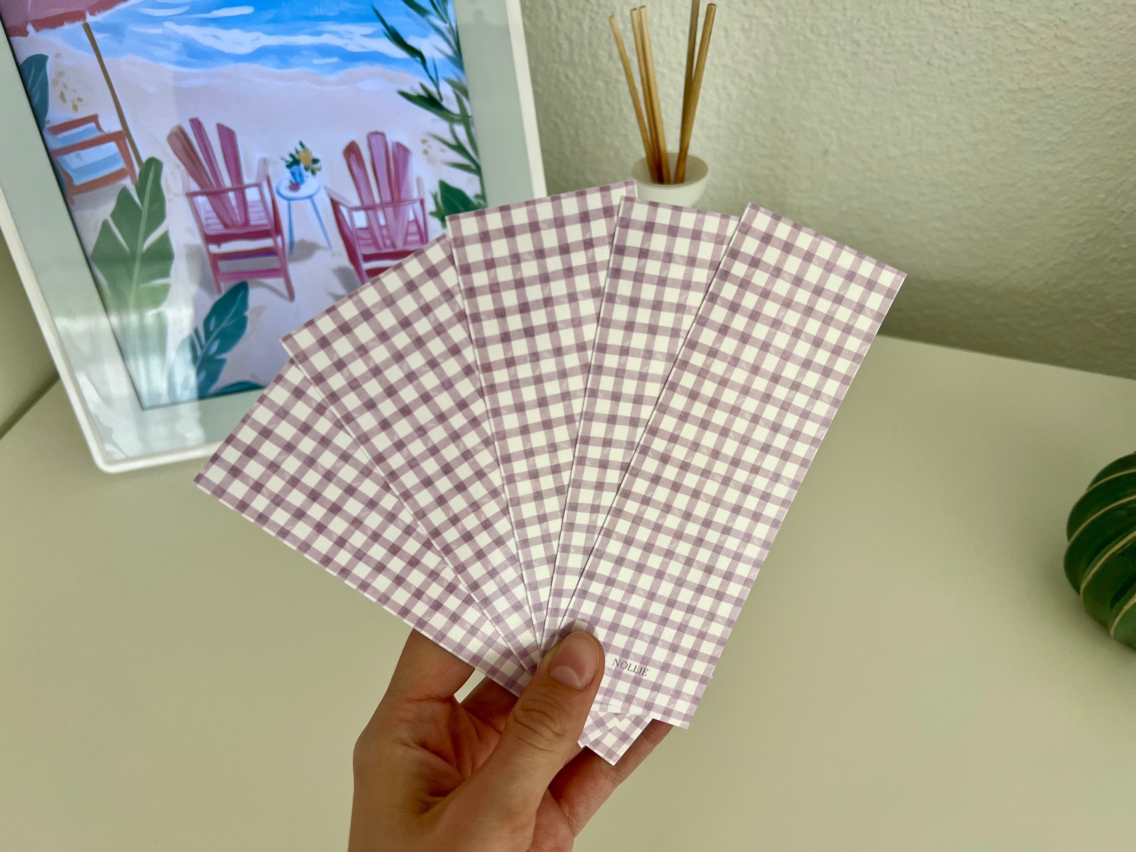 Cute Bookmark: Violet Gingham