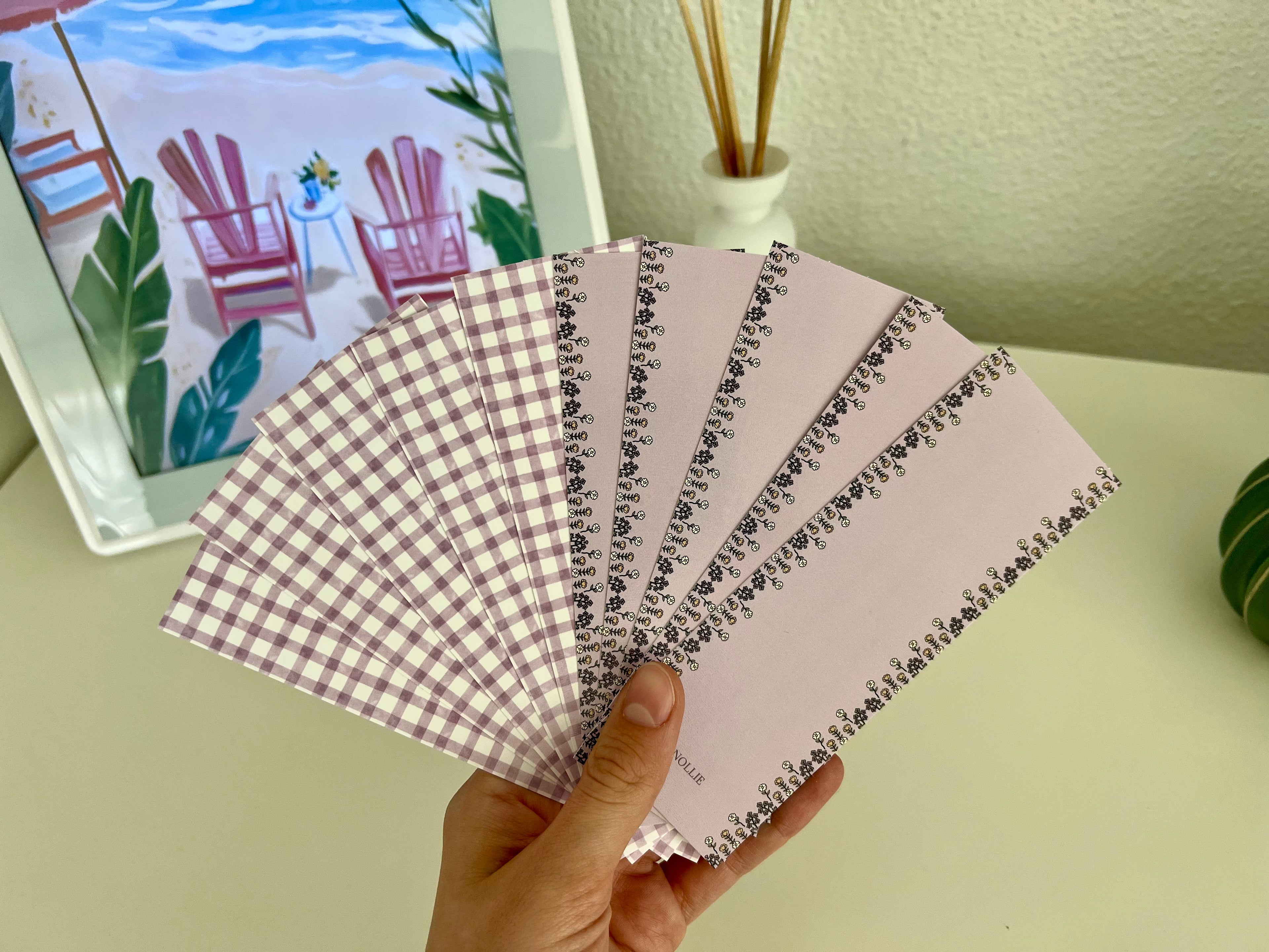 Cute Bookmark: Violet Gingham