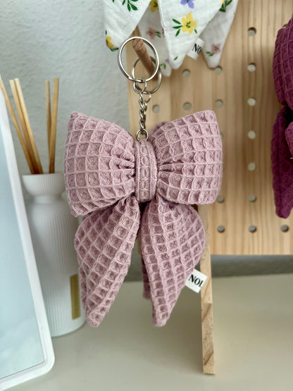Bow Keychain Waffle Rose