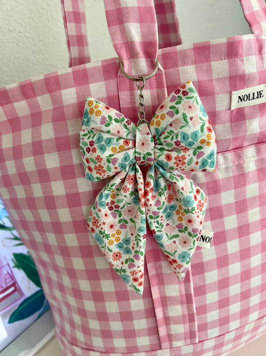 Bow Keychain Flower Pink