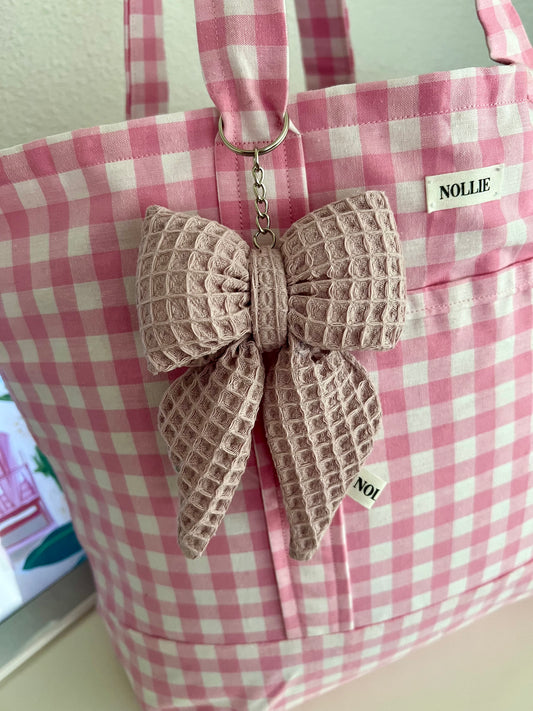 Bow Keychain Waffle Rose