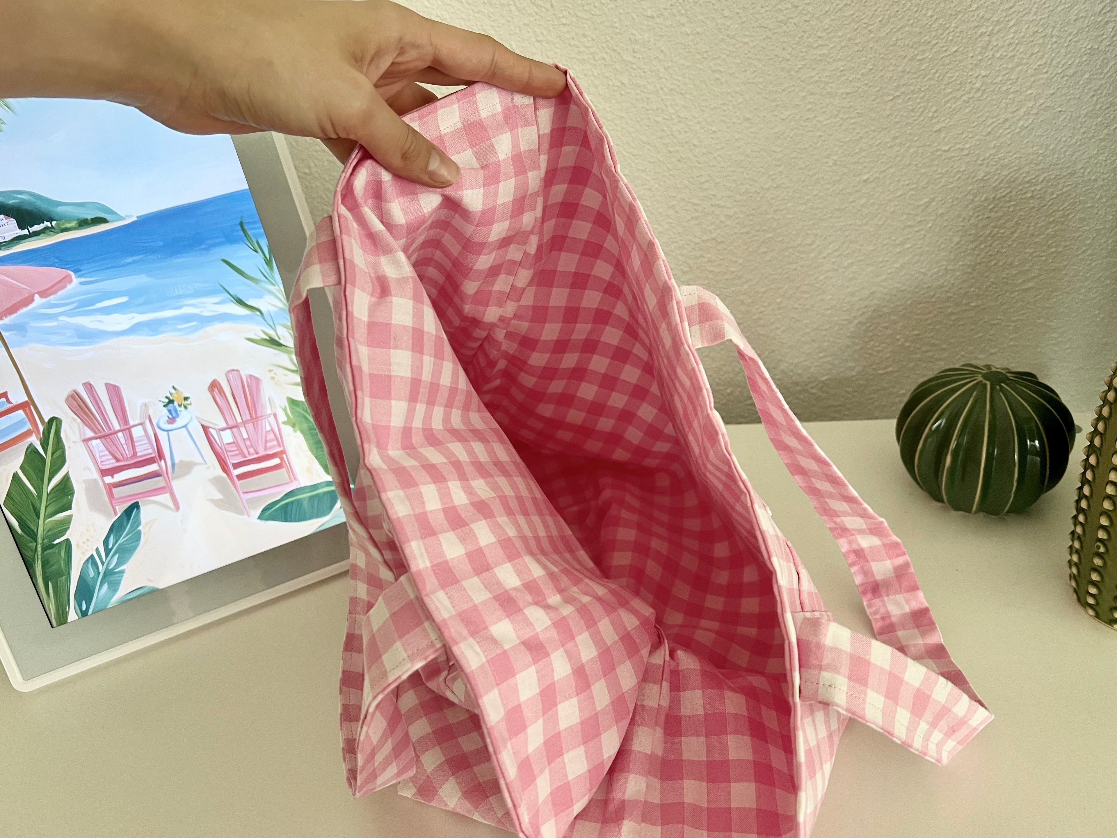 Tote Bag Gingham Pink