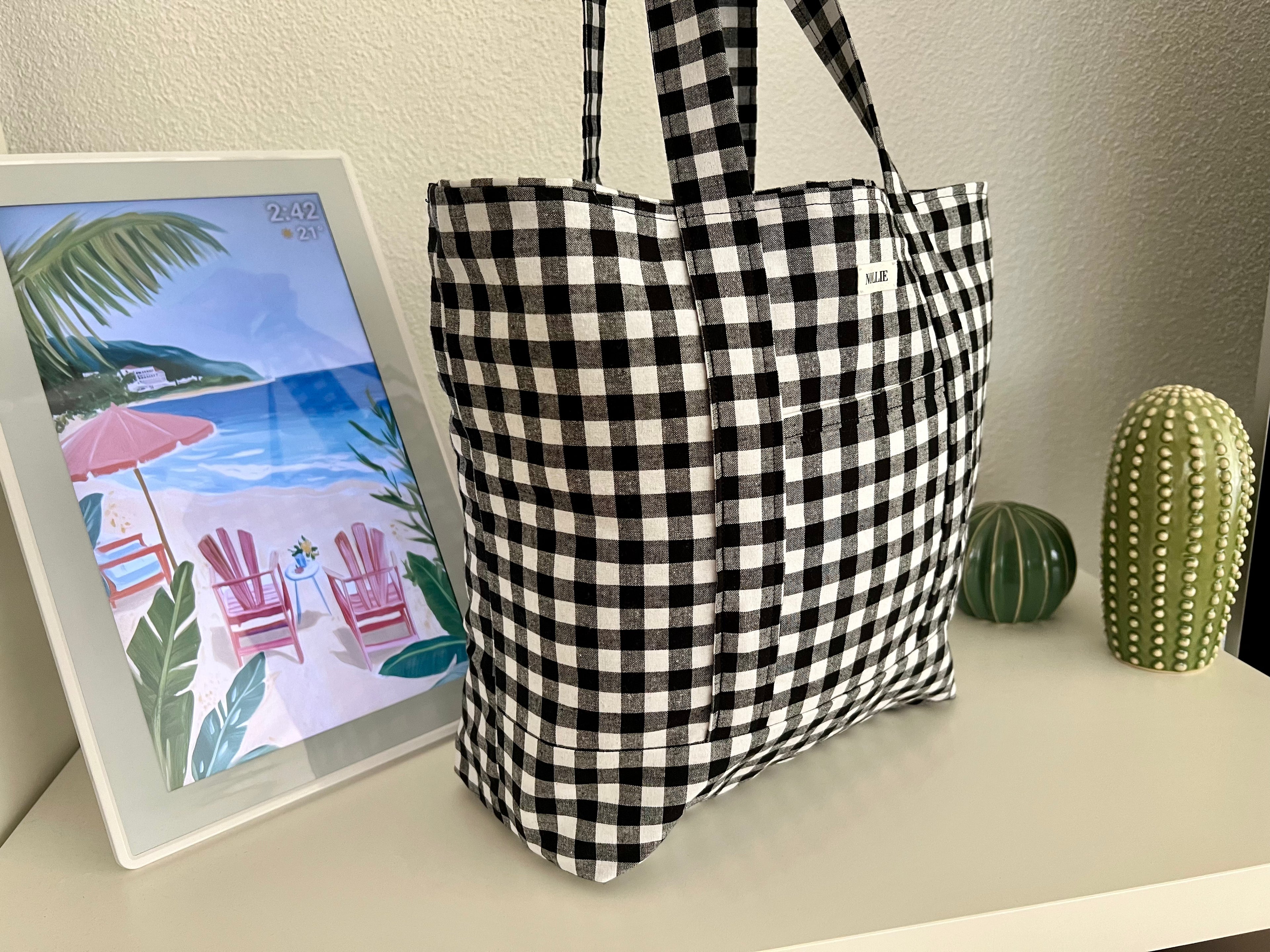 Tote Bag Gingham Black