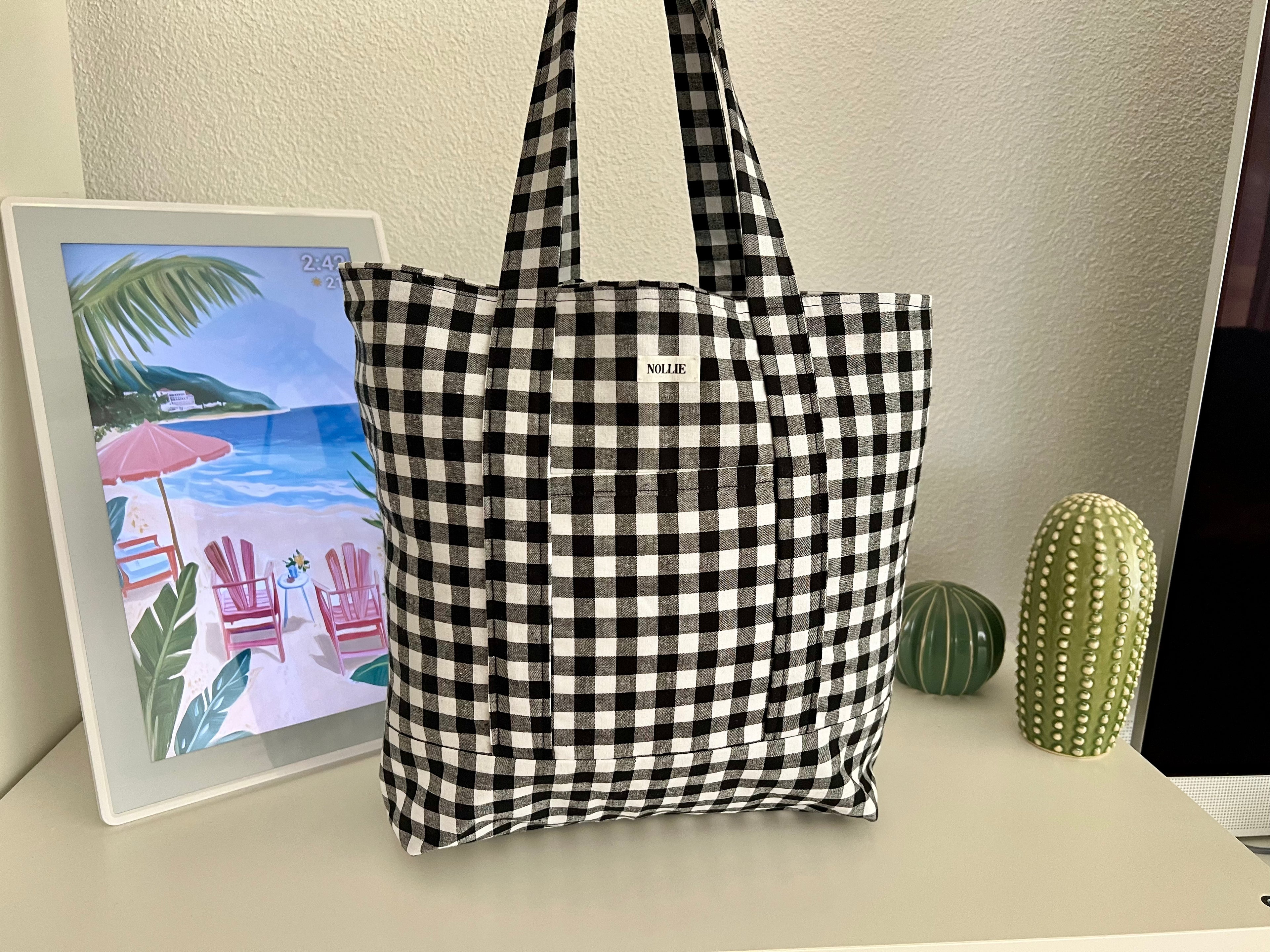 Tote Bag Gingham Black