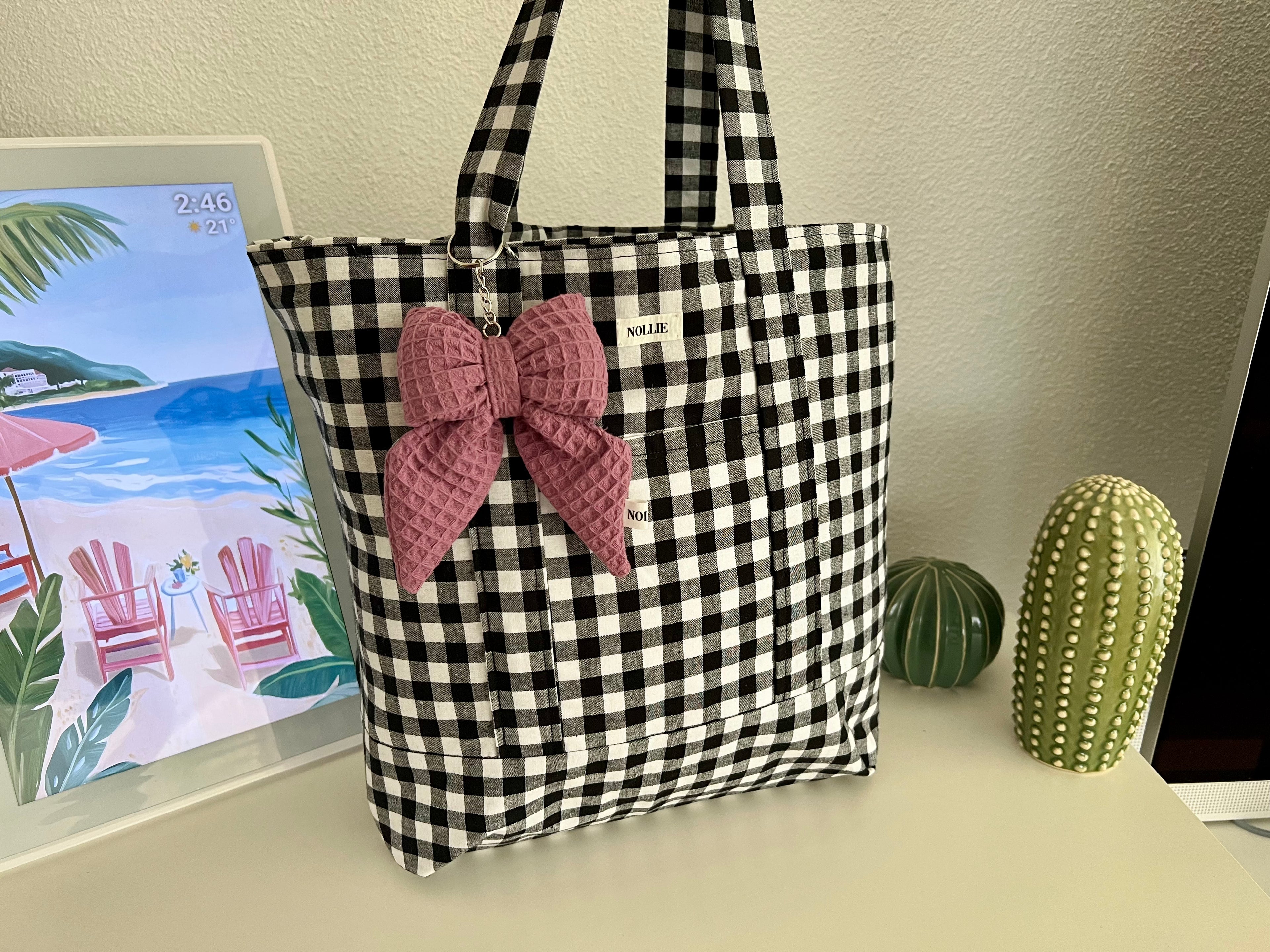 Bow Keychain Waffle Violet