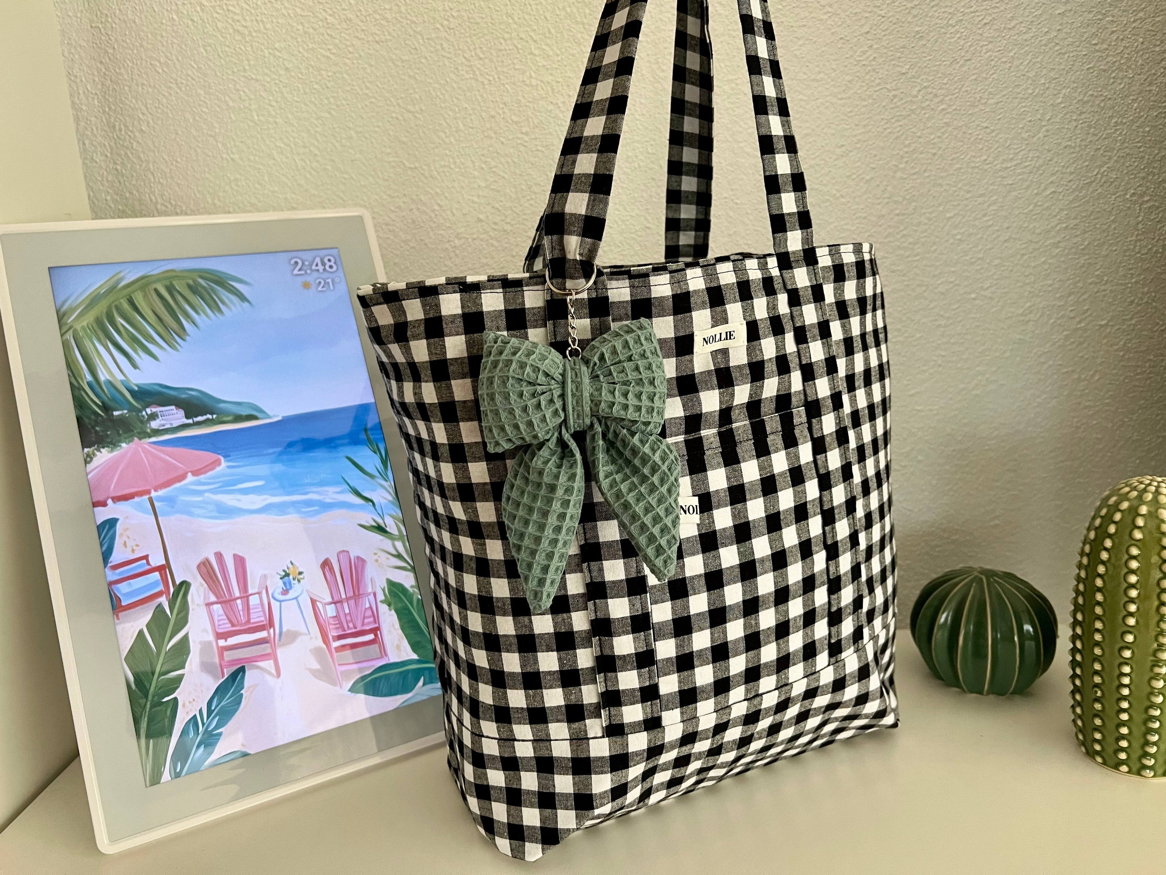 Bow Keychain Waffle Mint