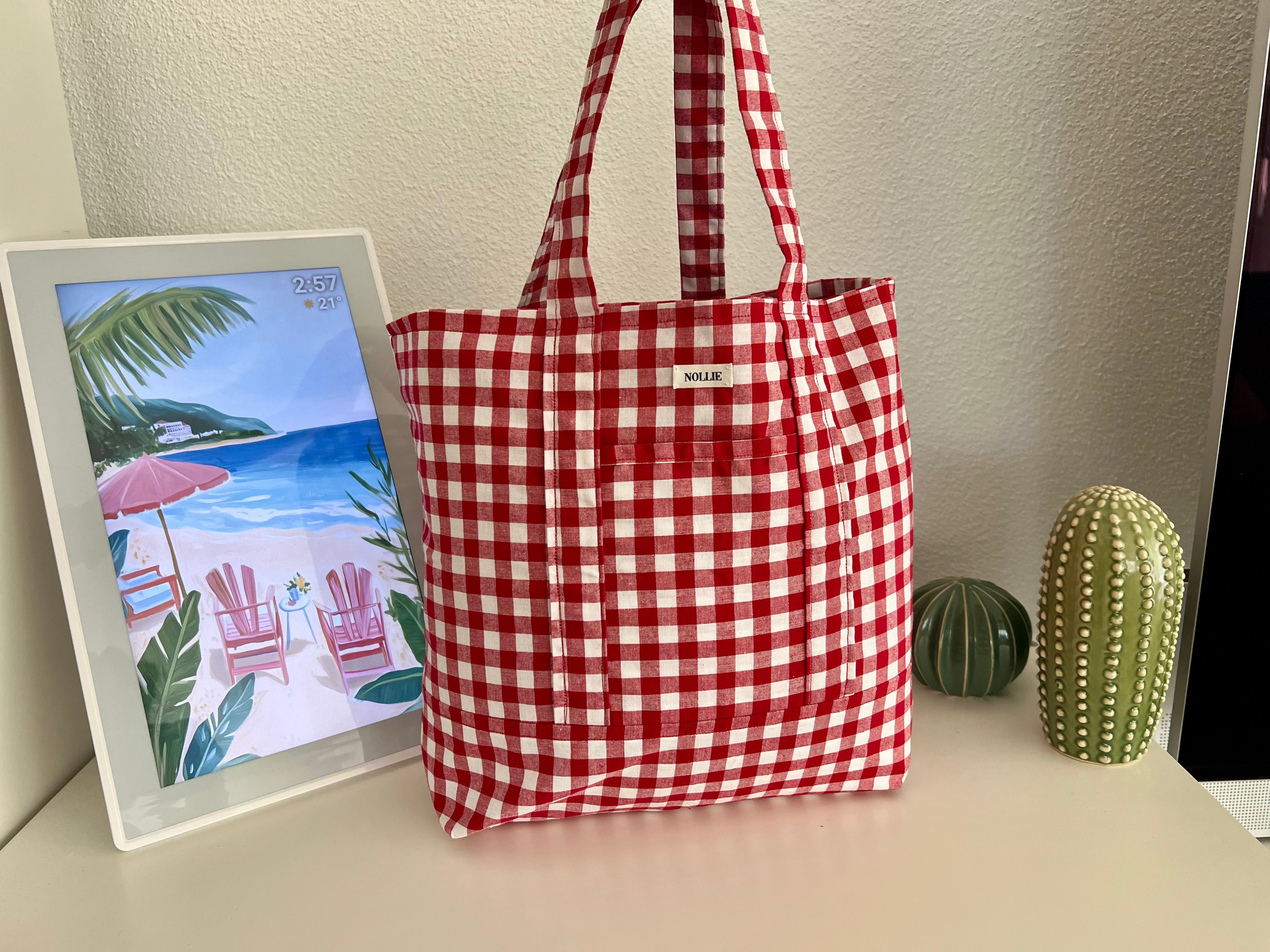 Tote Bag Gingham Red