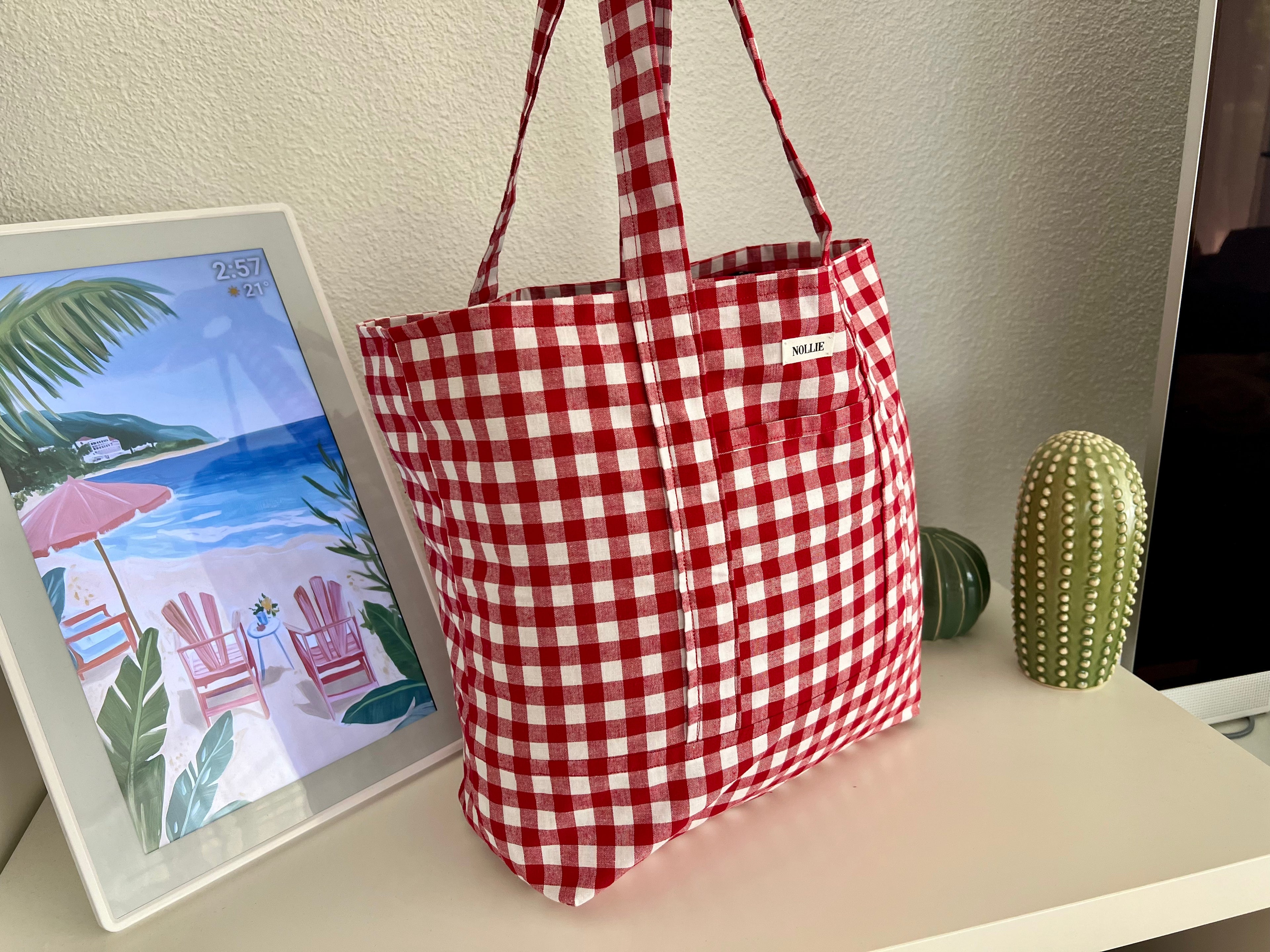 Tote Bag Gingham Red