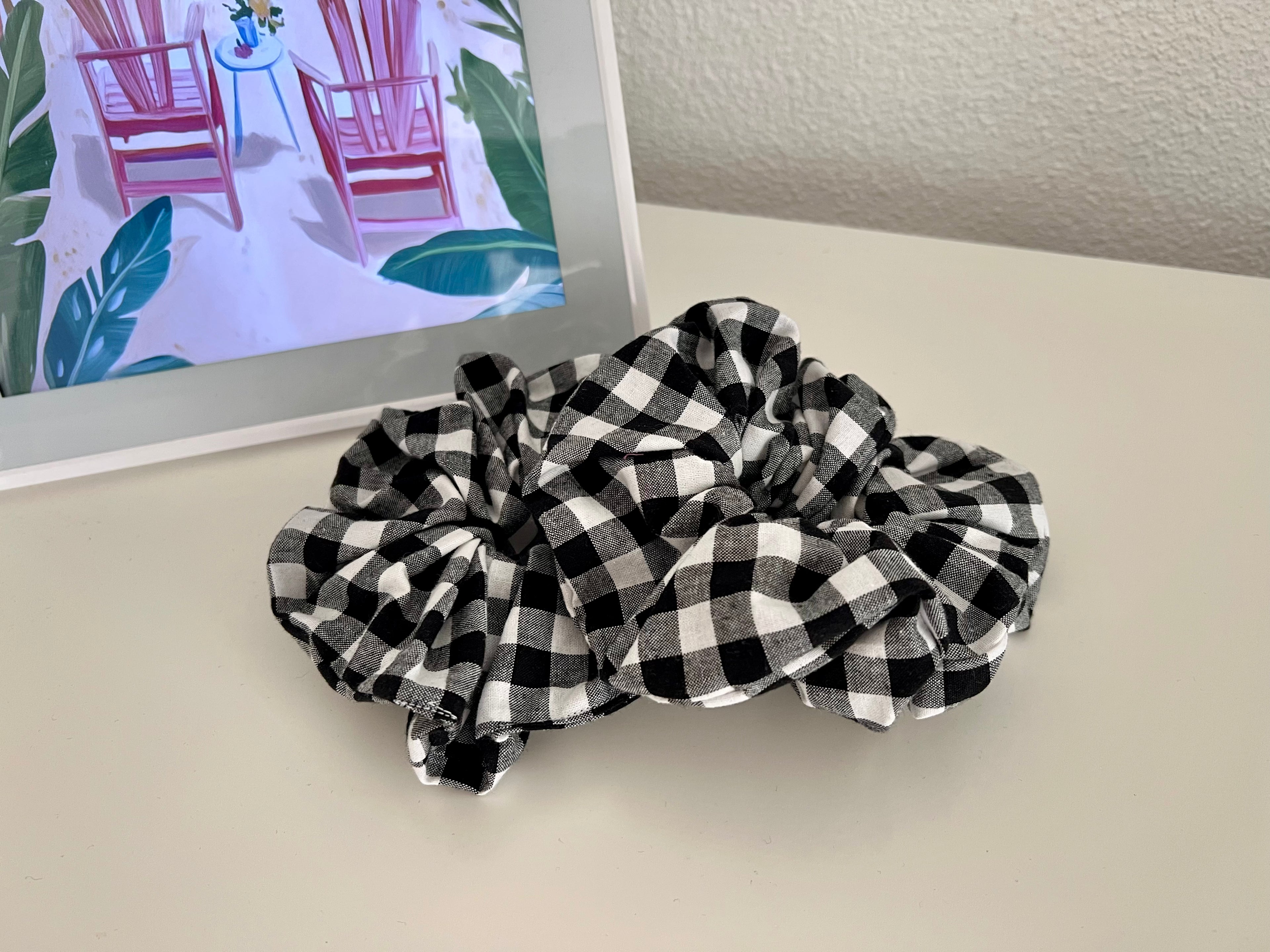 XL Scrunchie Gingham Black