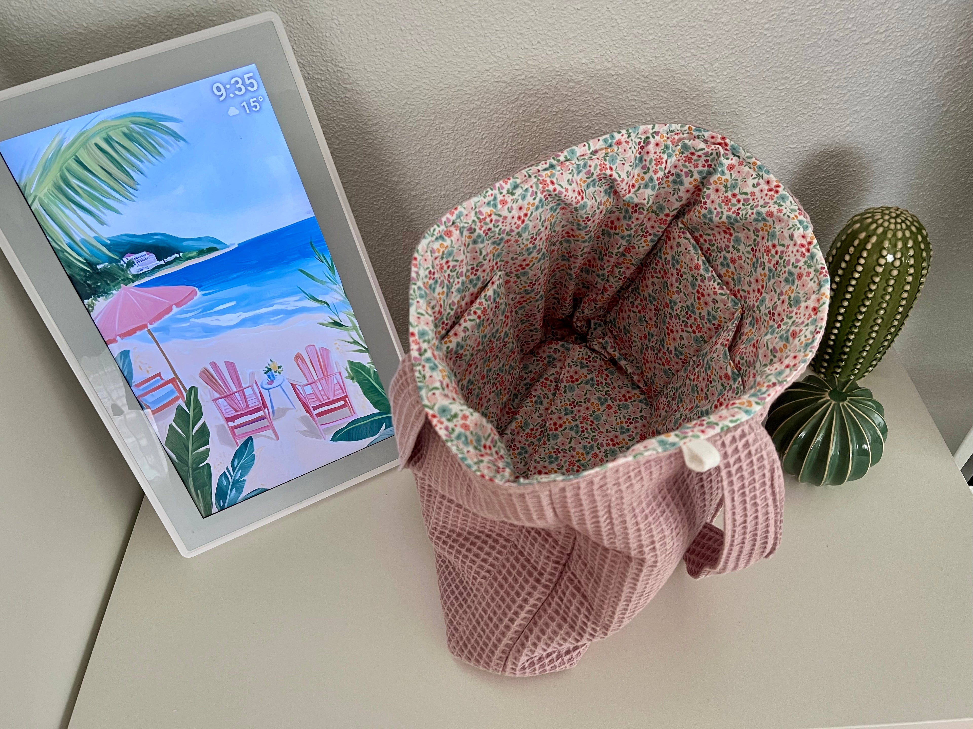 Quilted Waffle Rose Tote Bag