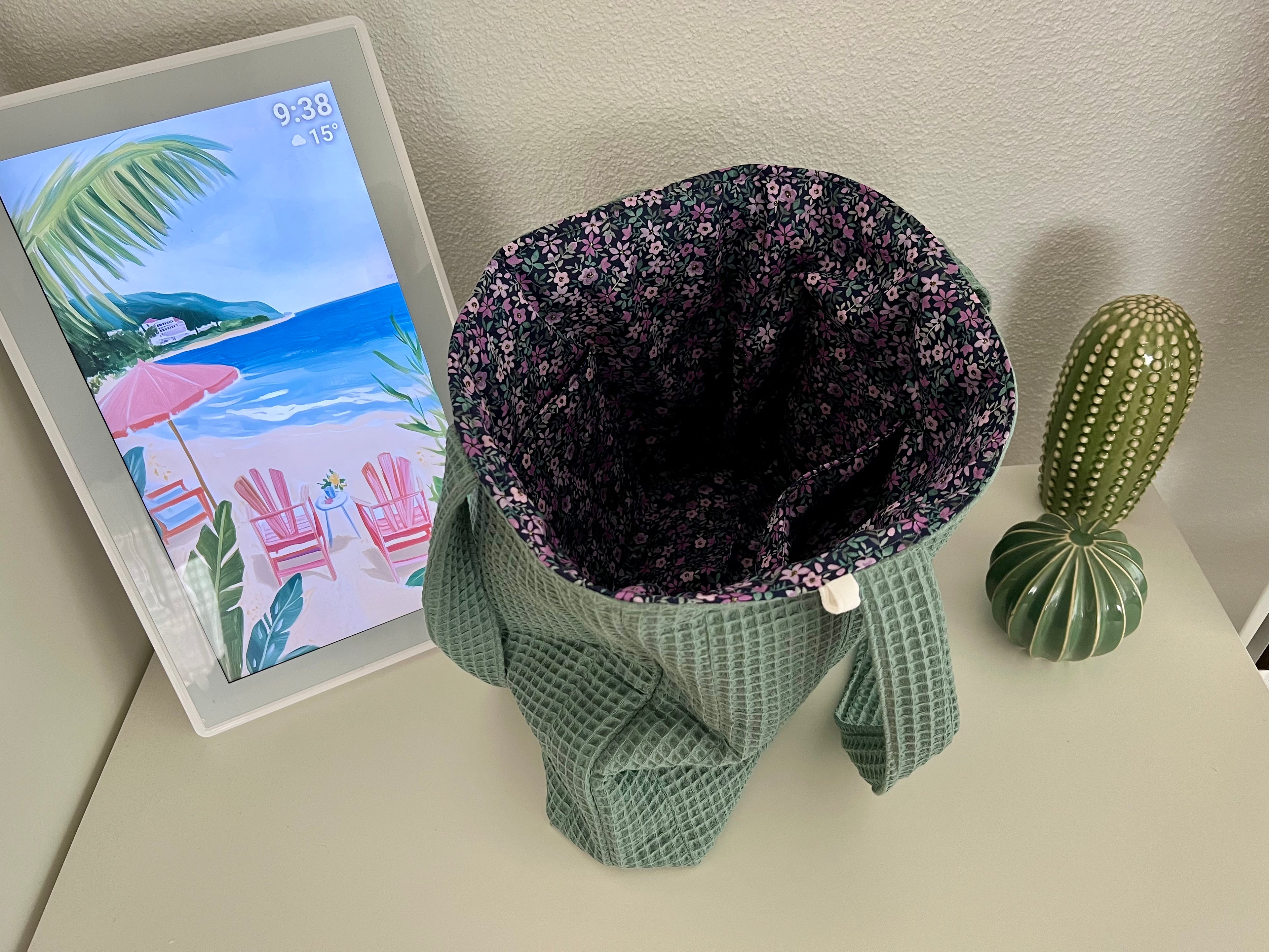 Quilted Waffle Mint Tote Bag