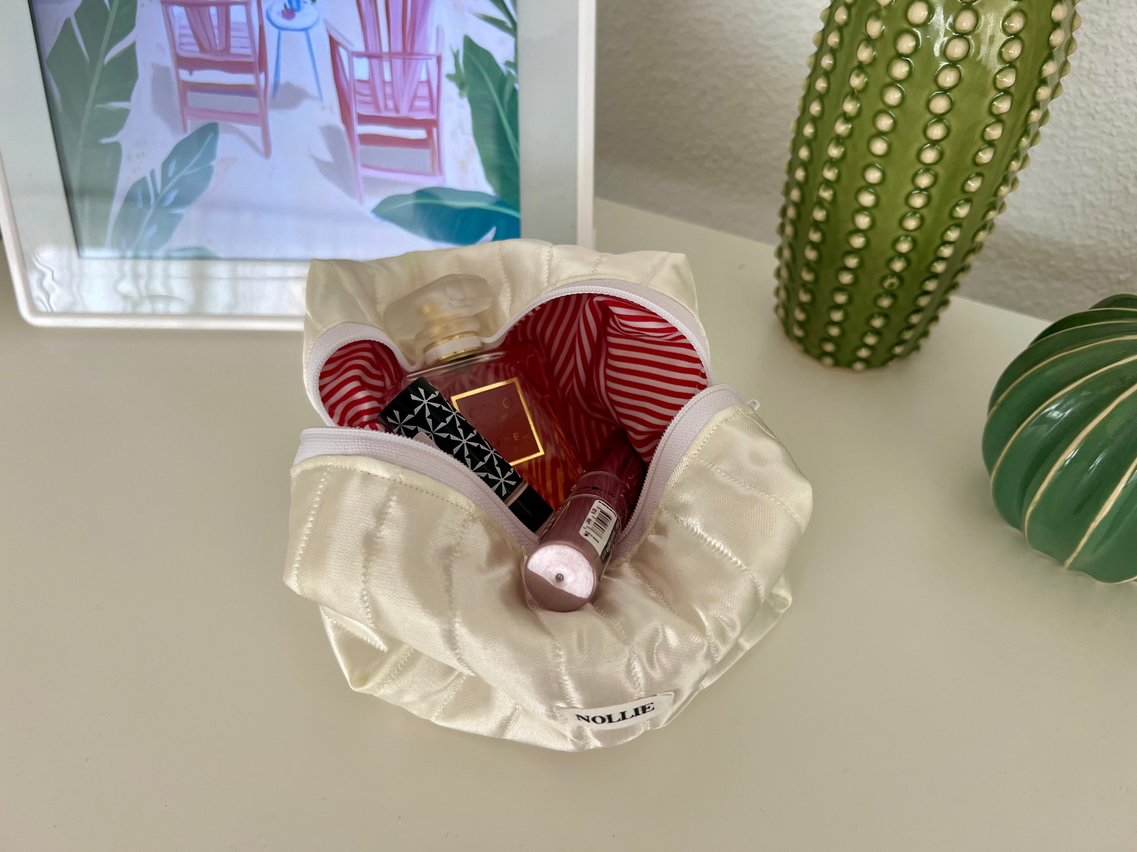 Satin Champagner Makeup Bag