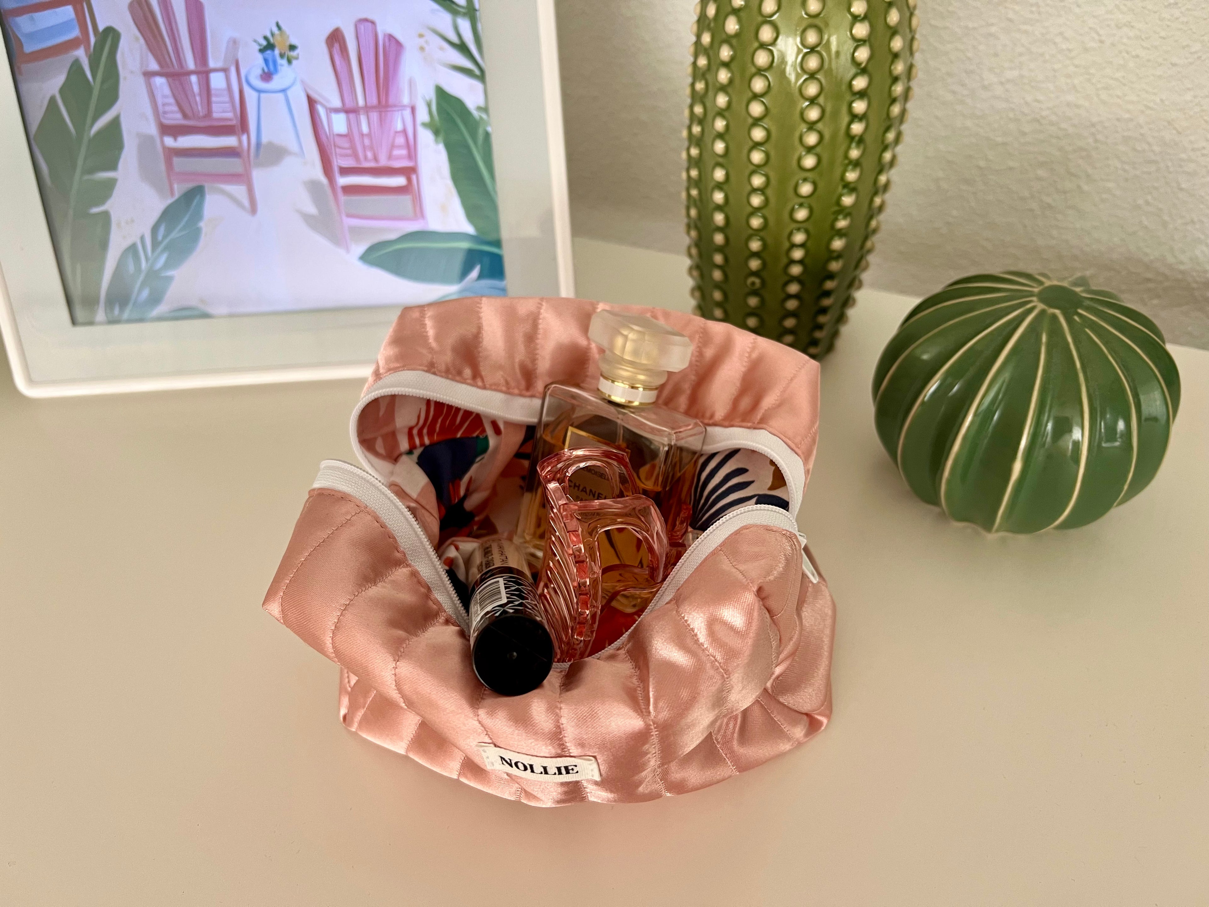 Satin Rose Makeup Bag