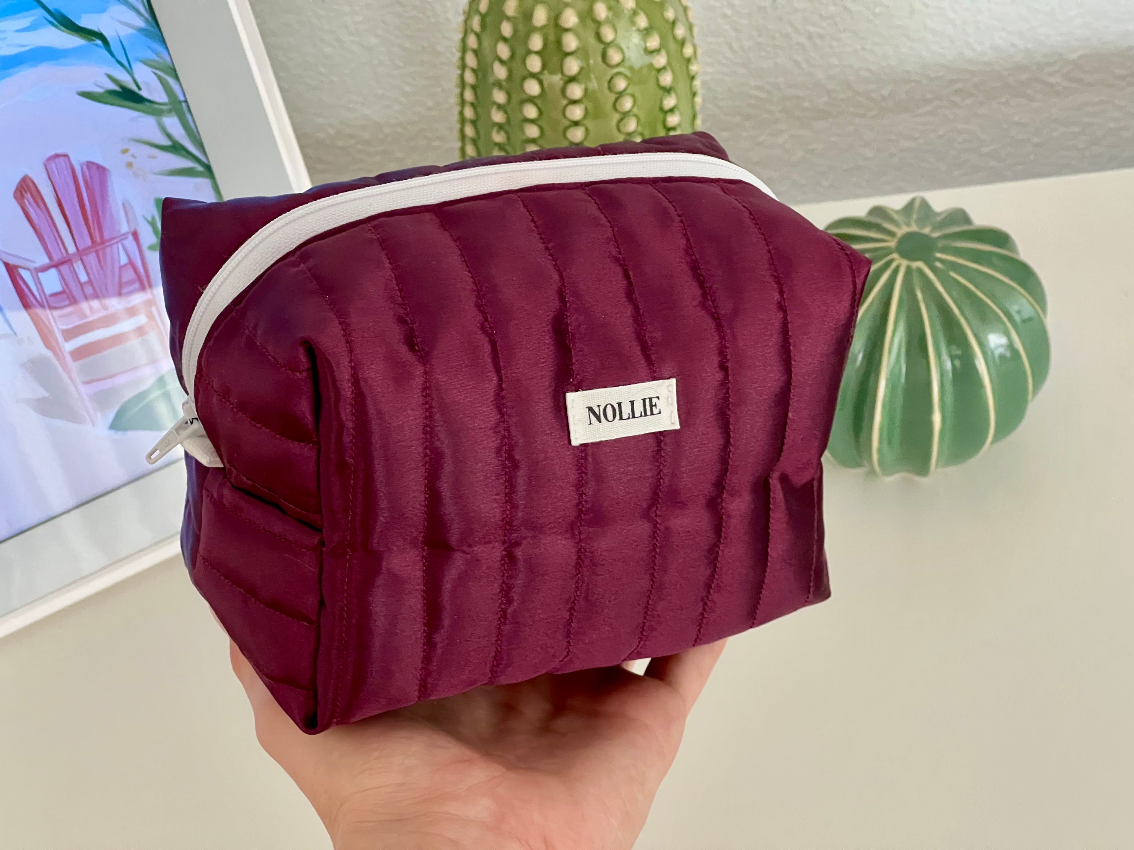 Satin Violet Makeup Bag
