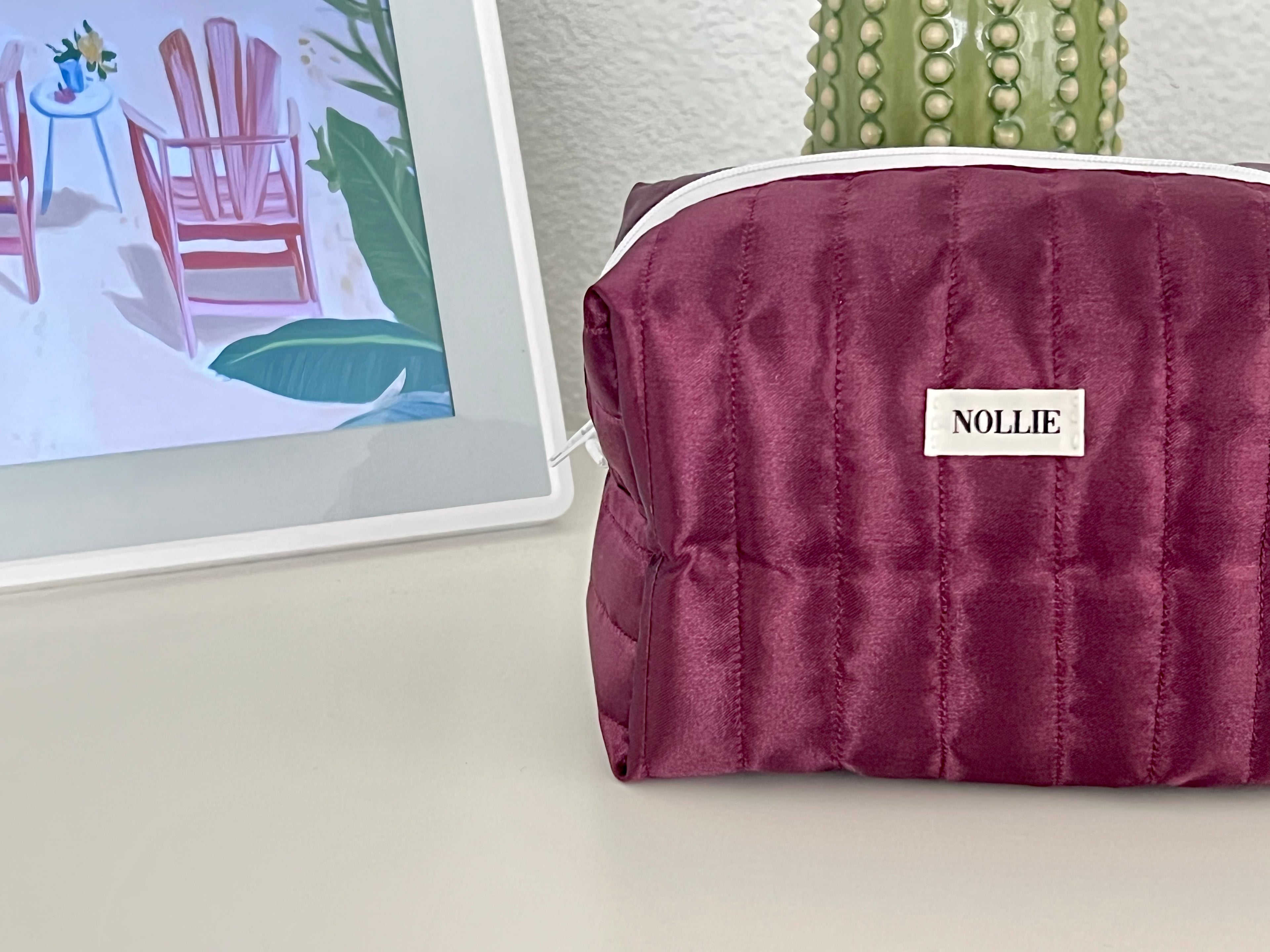 Satin Violet Makeup Bag