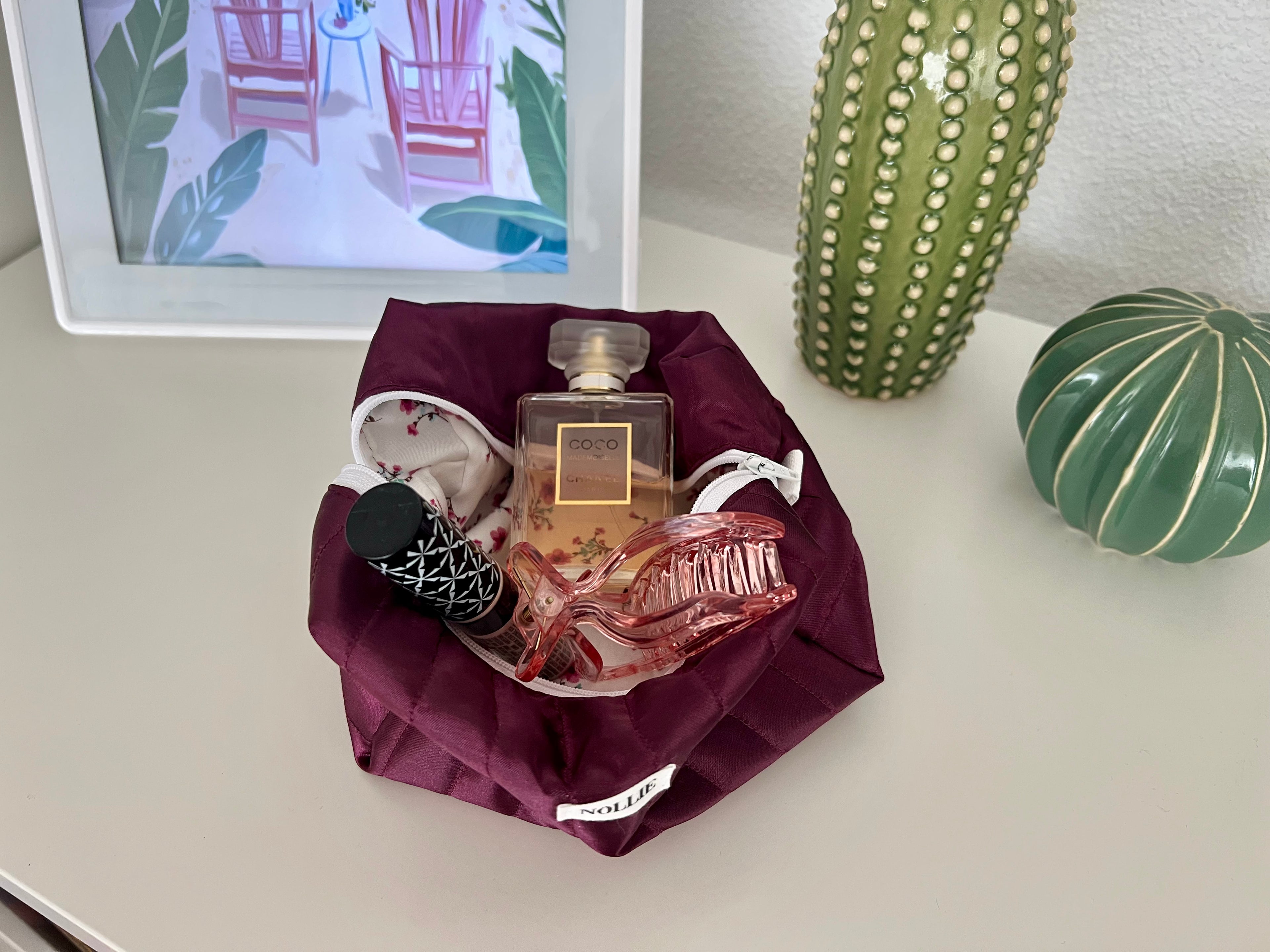 Satin Violet Makeup Bag