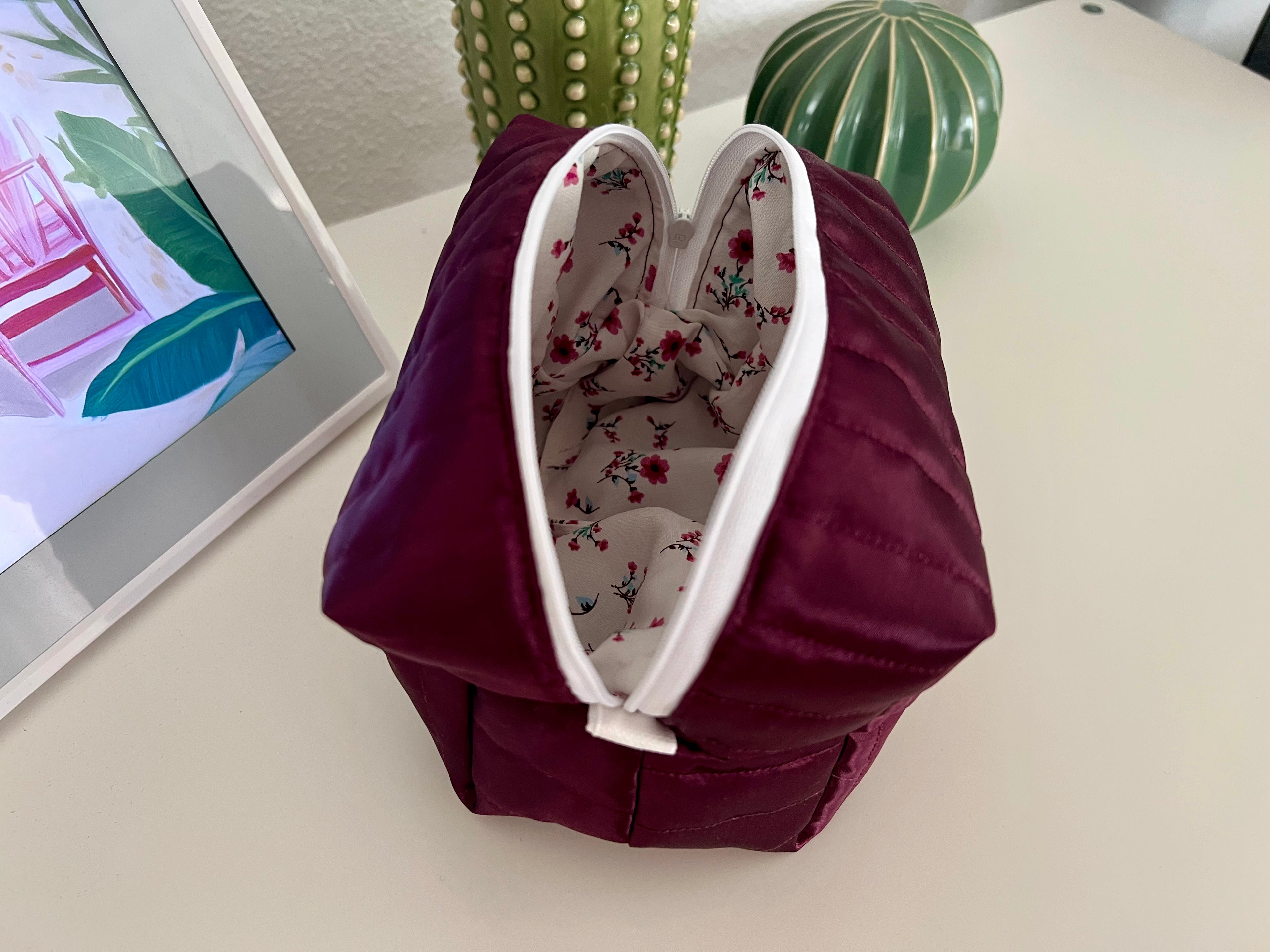 Satin Violet Makeup Bag