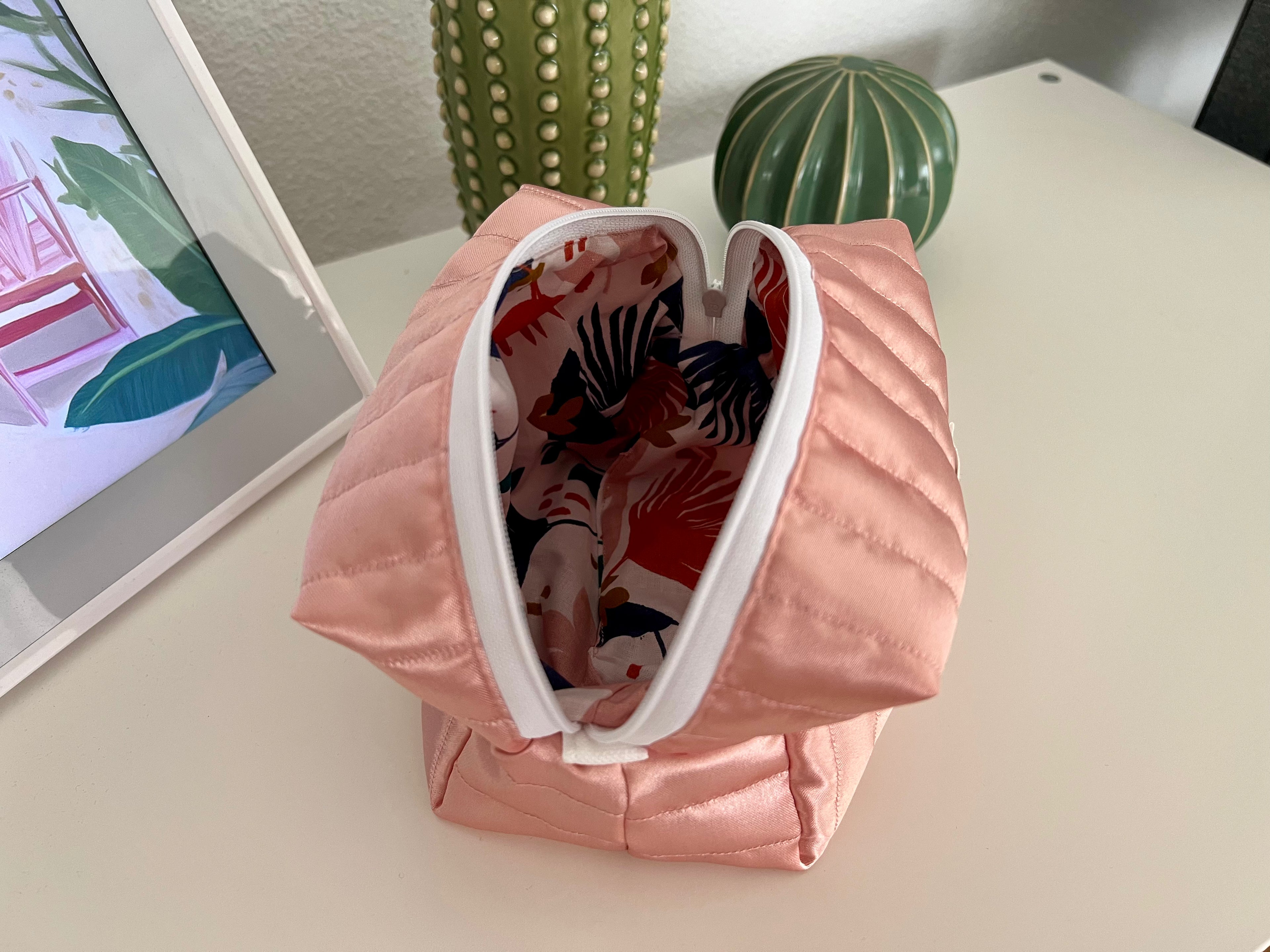 Satin Rose Makeup Bag