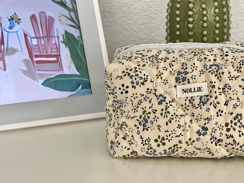 Blue Flower Makeup Bag