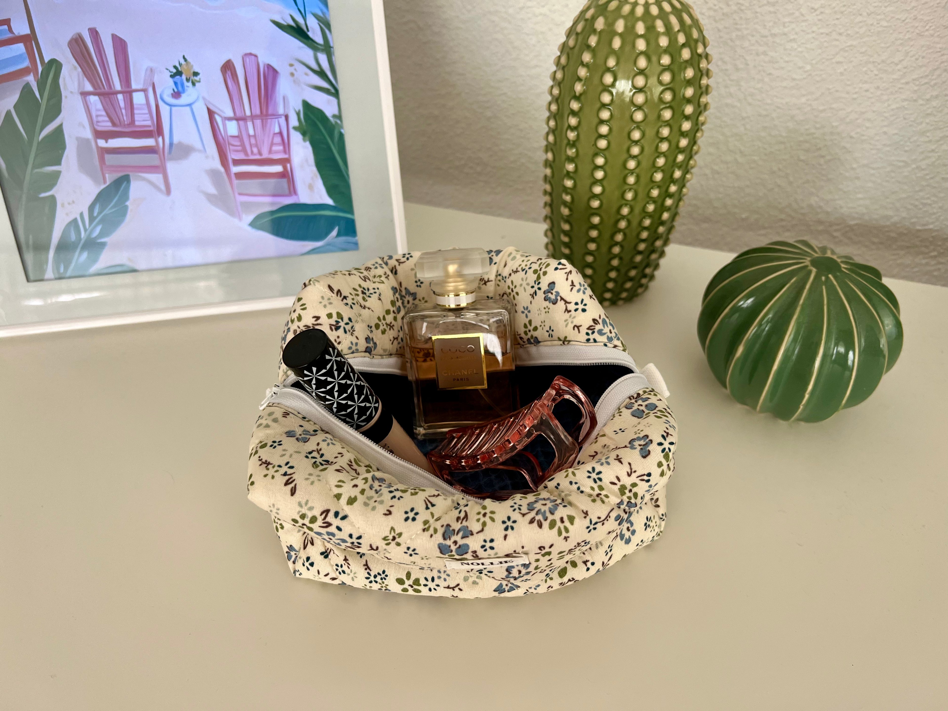 Blue Flower Makeup Bag