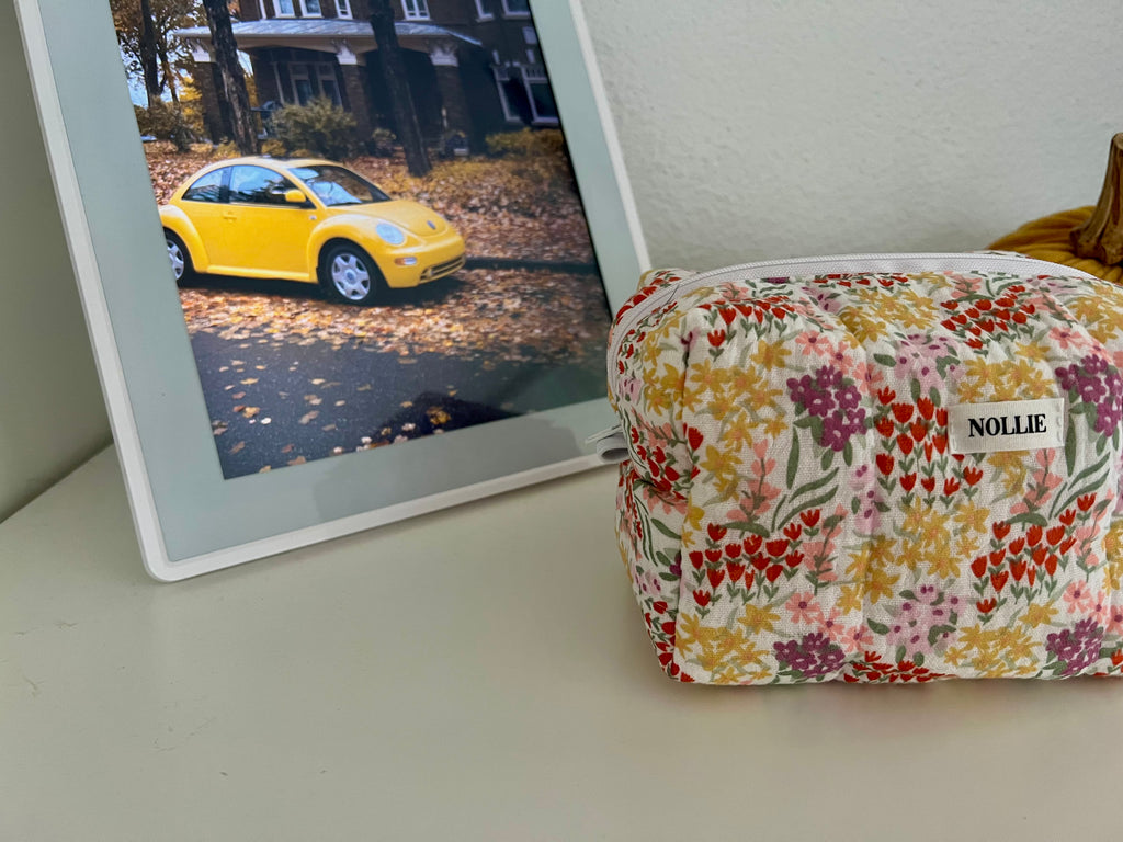 Orange Flowers Makeup Bag