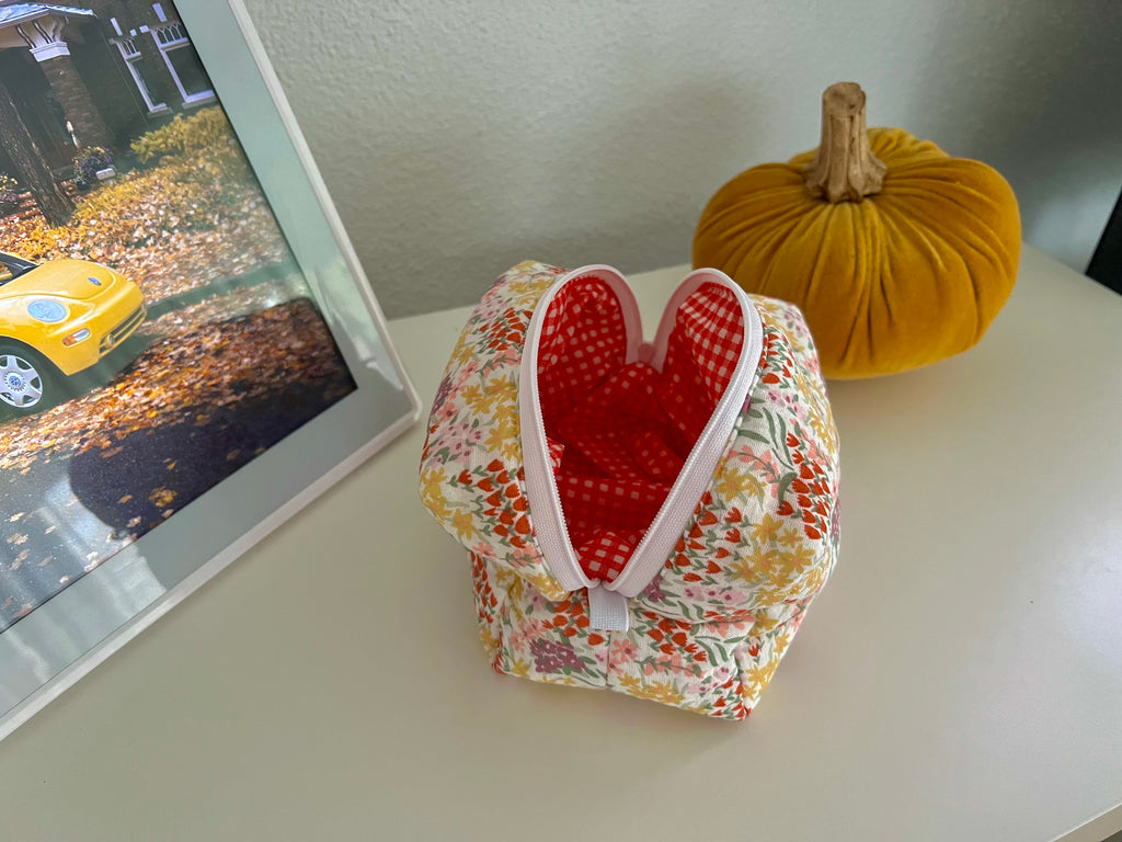 Orange Flowers Makeup Bag