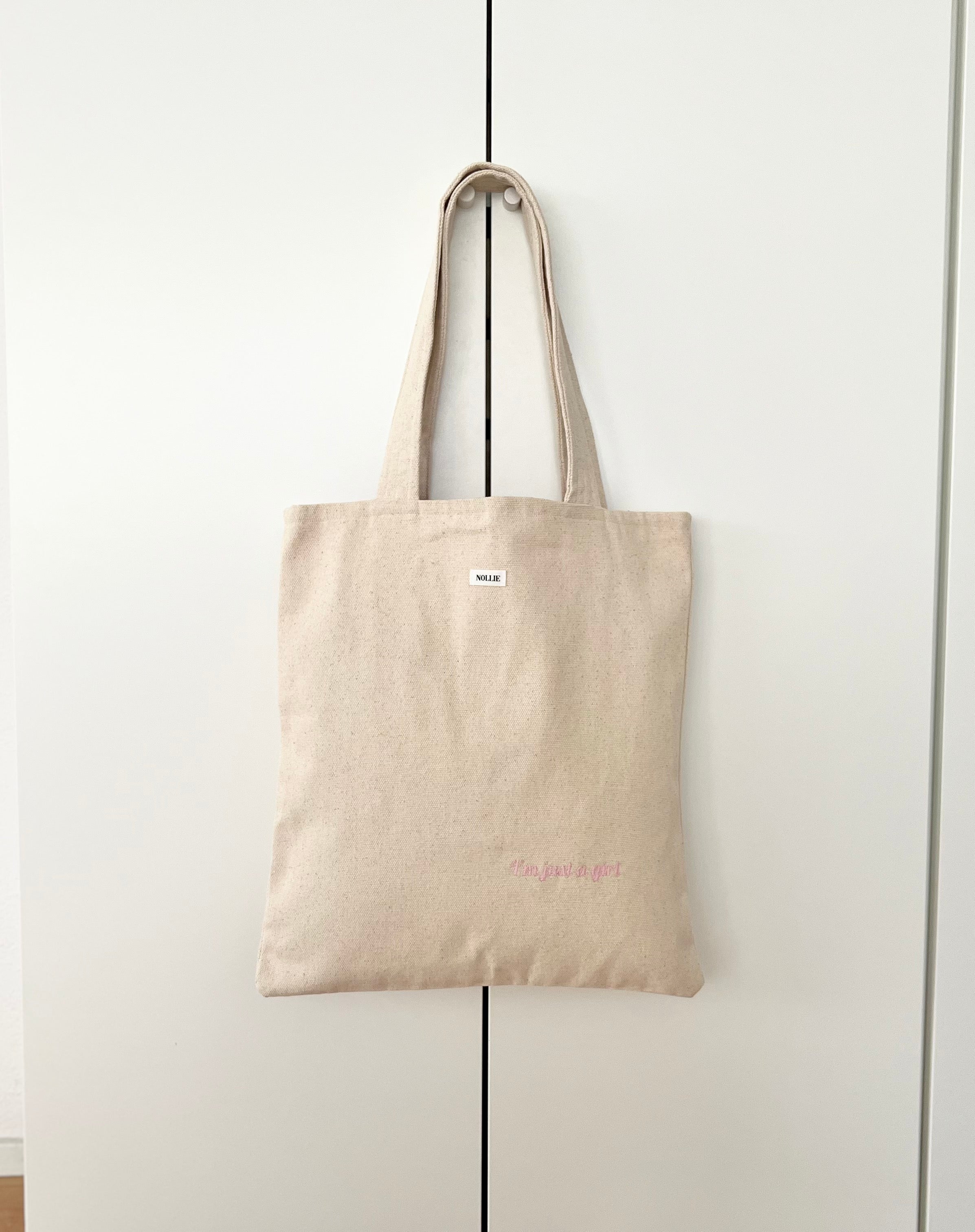 Embroidered Tote Bag " I'm just a girl "