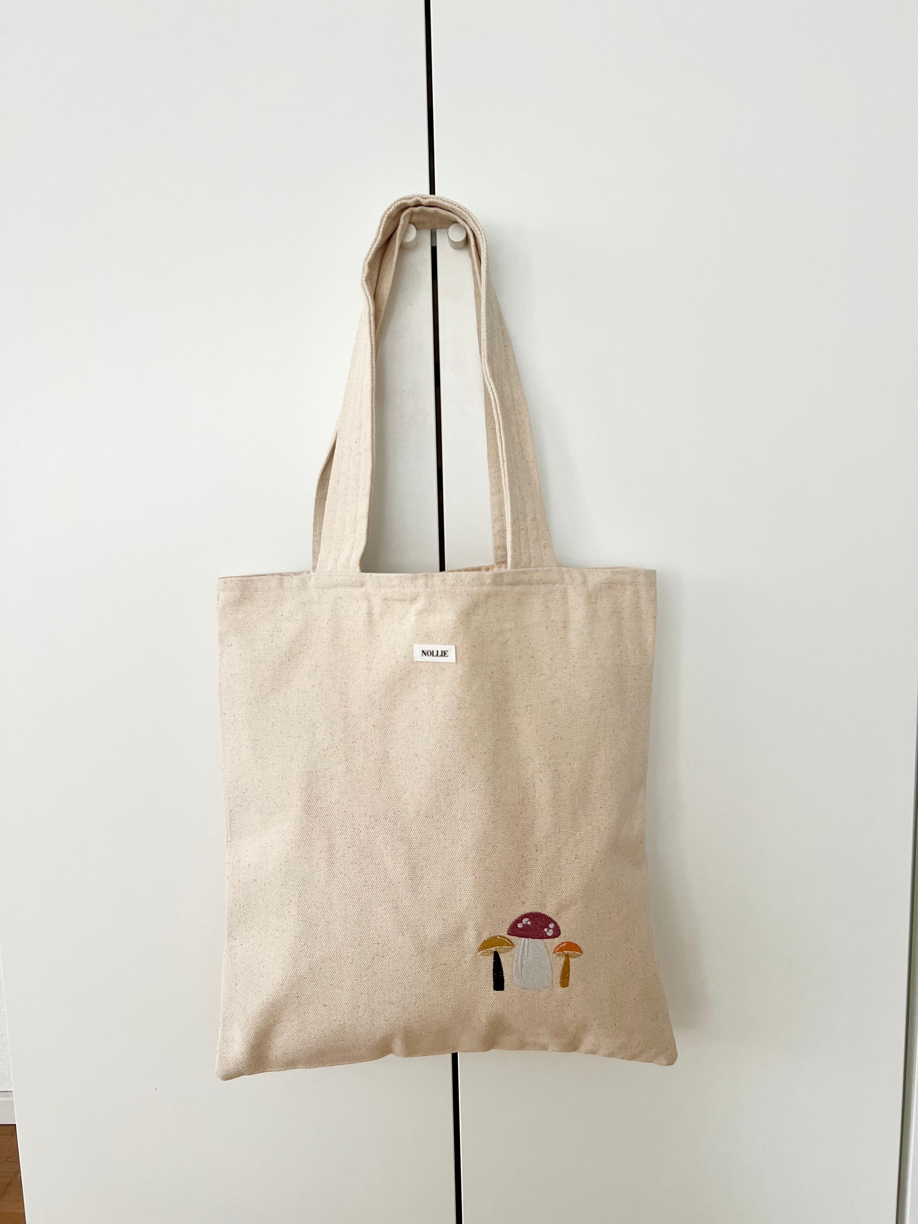 Embroidered Tote Bag Cute Mushrooms