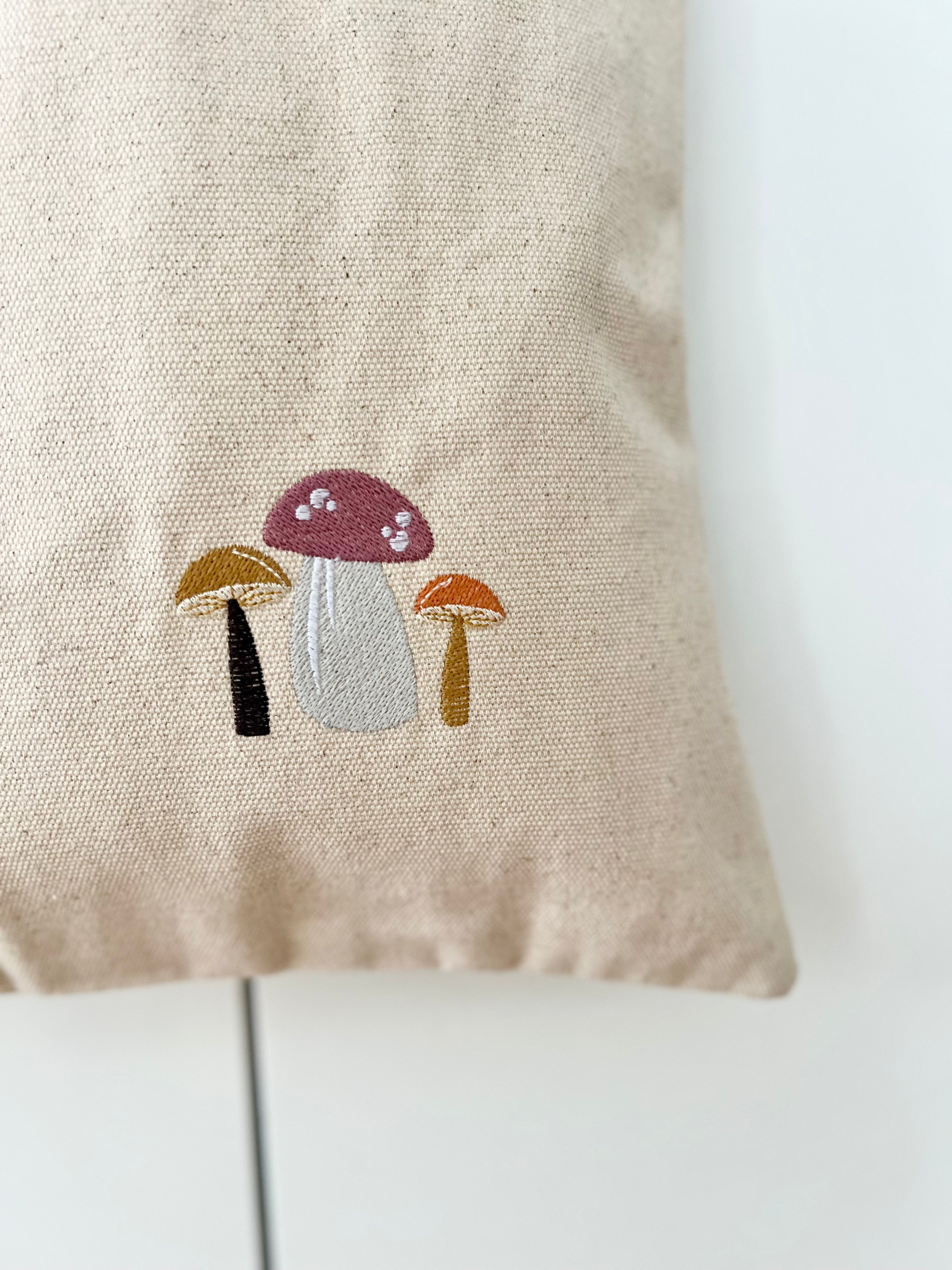 Embroidered Tote Bag Cute Mushrooms
