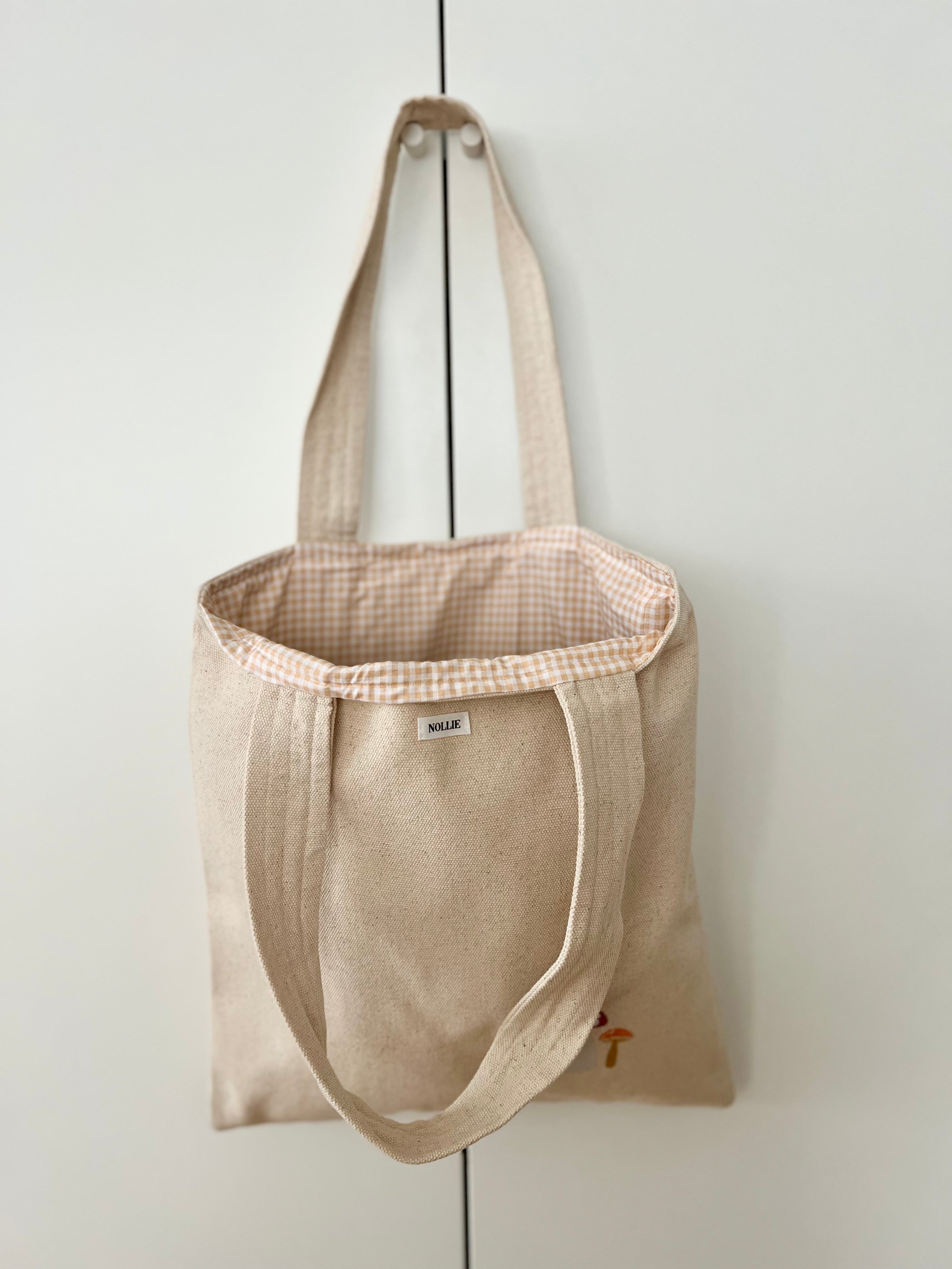 Embroidered Tote Bag Cute Mushrooms