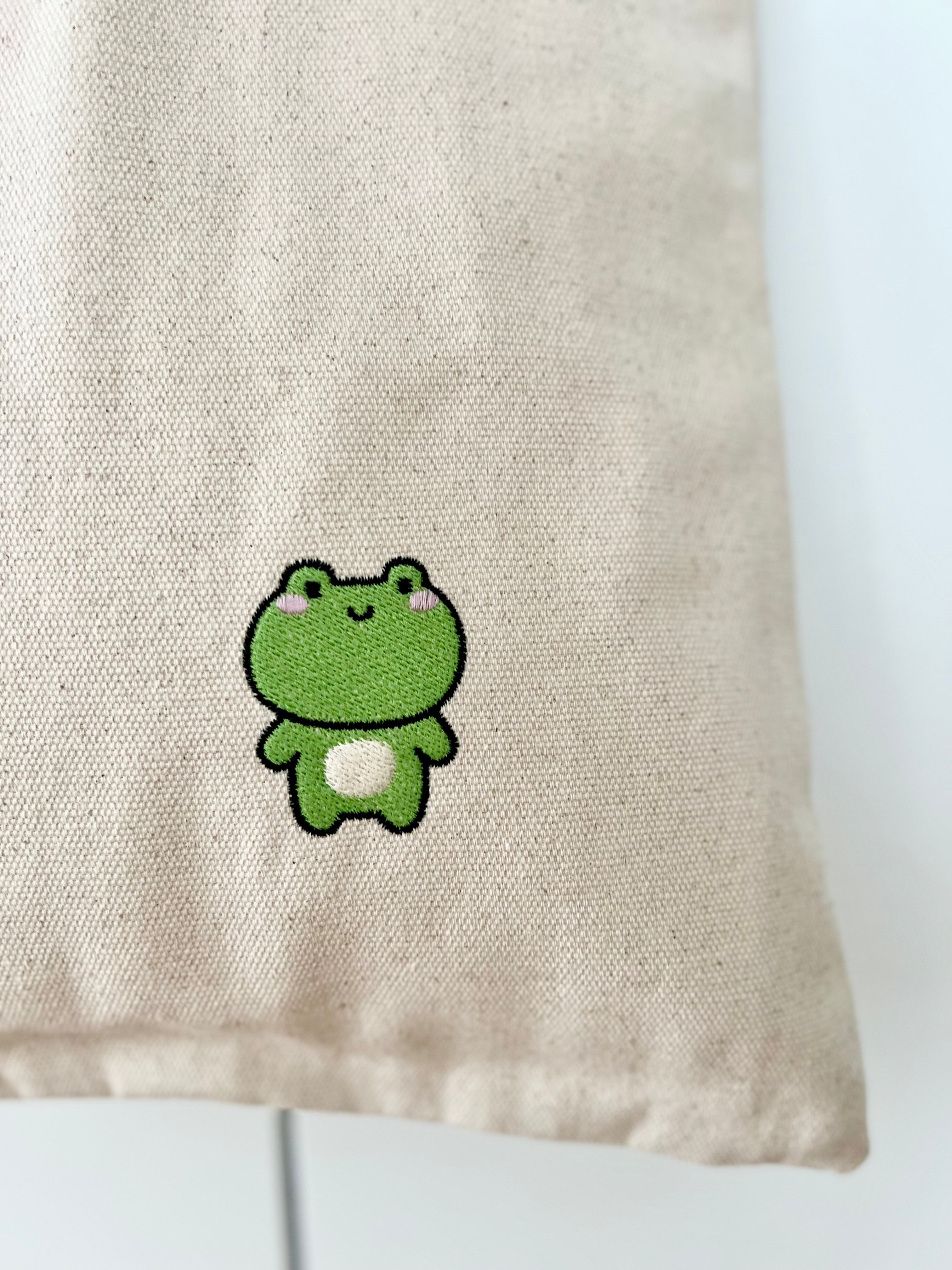 Embroidered Tote Bag Frog