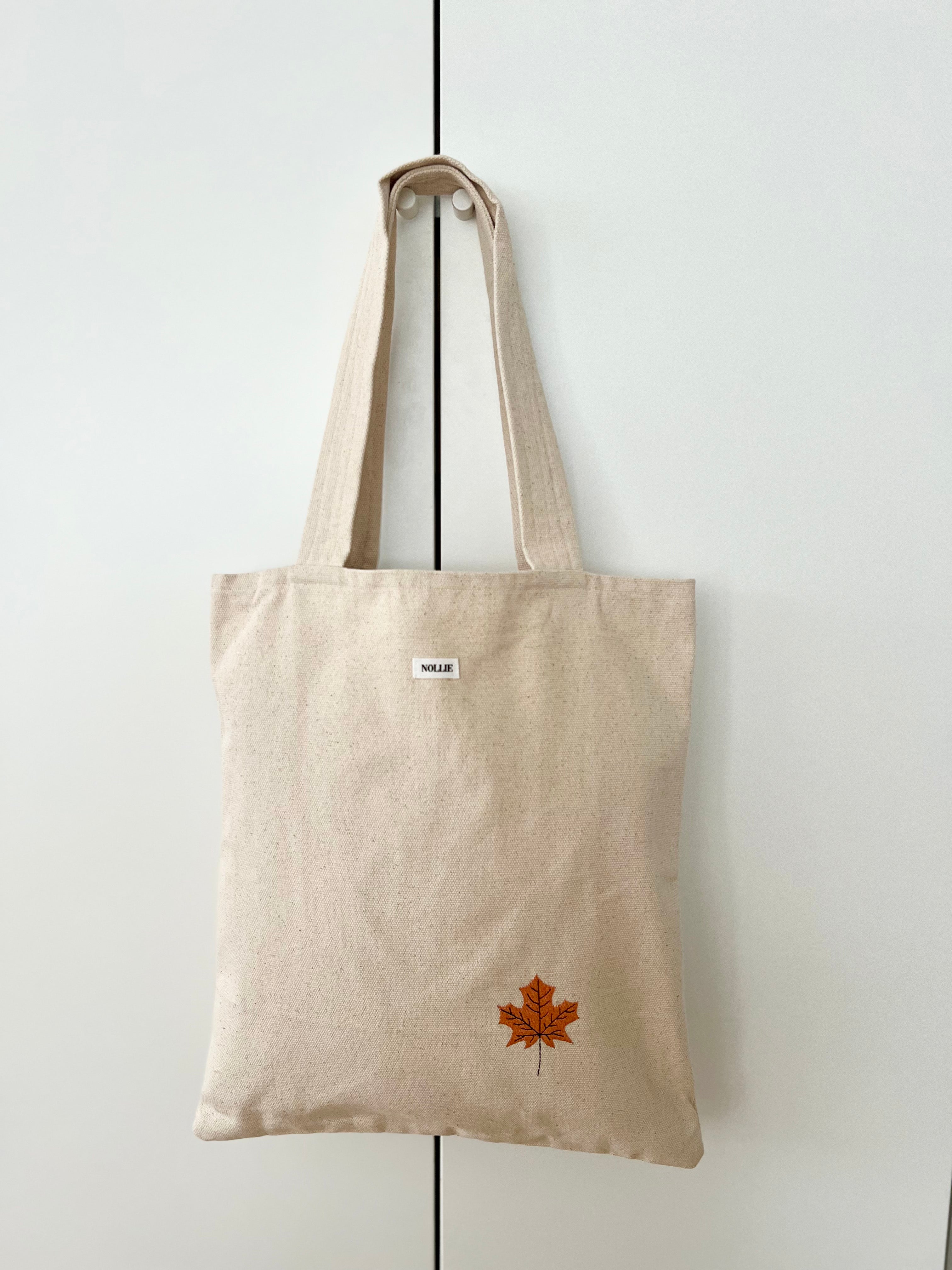 Embroidered Tote Bag Leaf