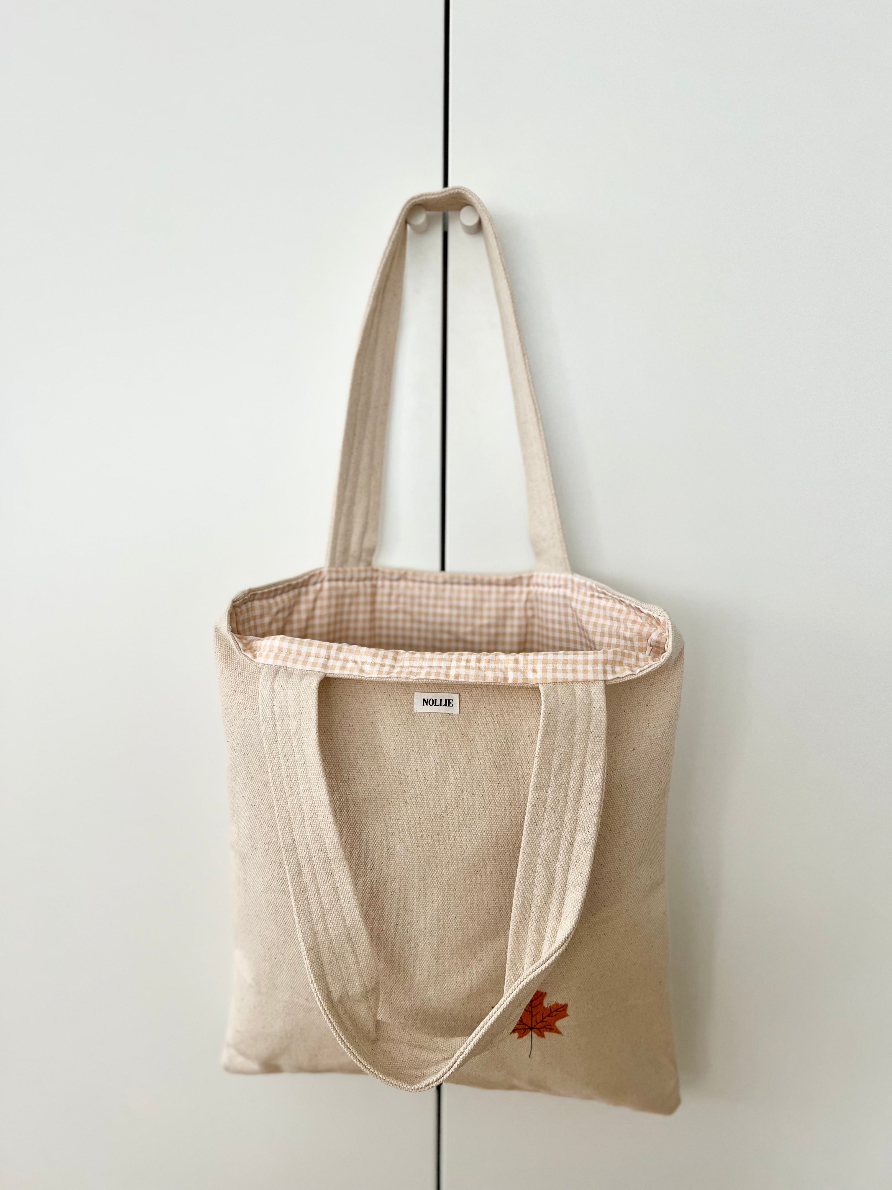 Embroidered Tote Bag Leaf