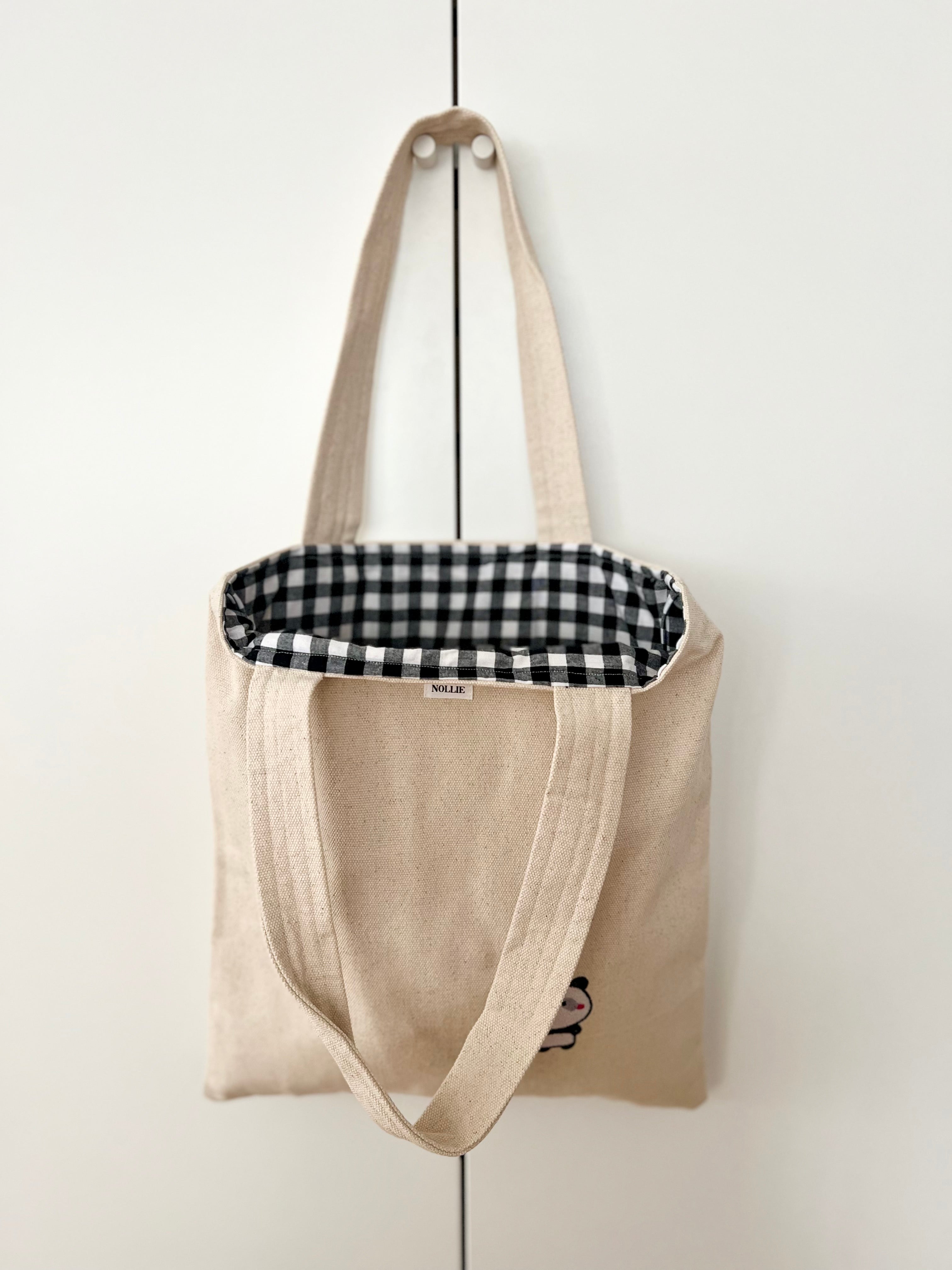 Embroidered Tote Bag Panda